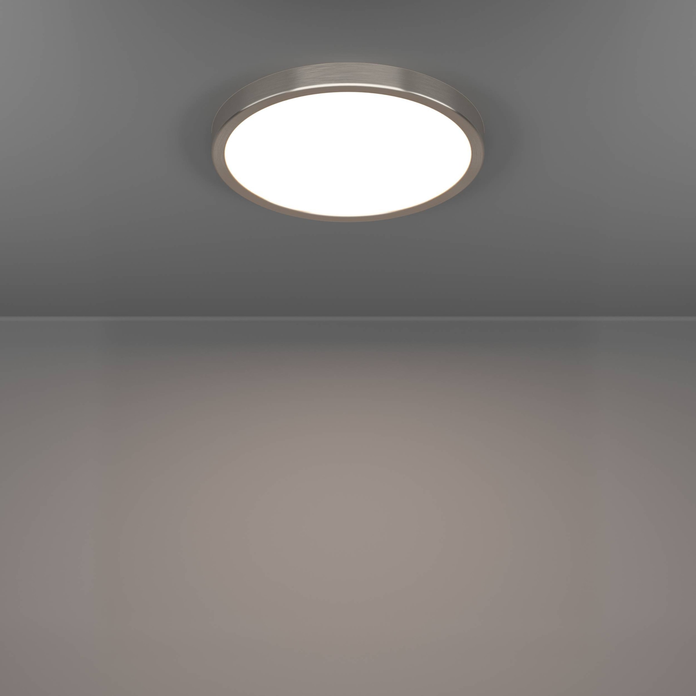 EGLO Aufbauleuchte »Fueva 6 Deckenleuchte, Badlampe Decke, Metall und Kunststoff, IP44« LED-Modul 1 Stk. Kaltweiß | Neutralweiß | Warmweiß Aufbauleuchte - H2,5 x Ø27,8 cm - nickel-matt - 14,2W inkl.