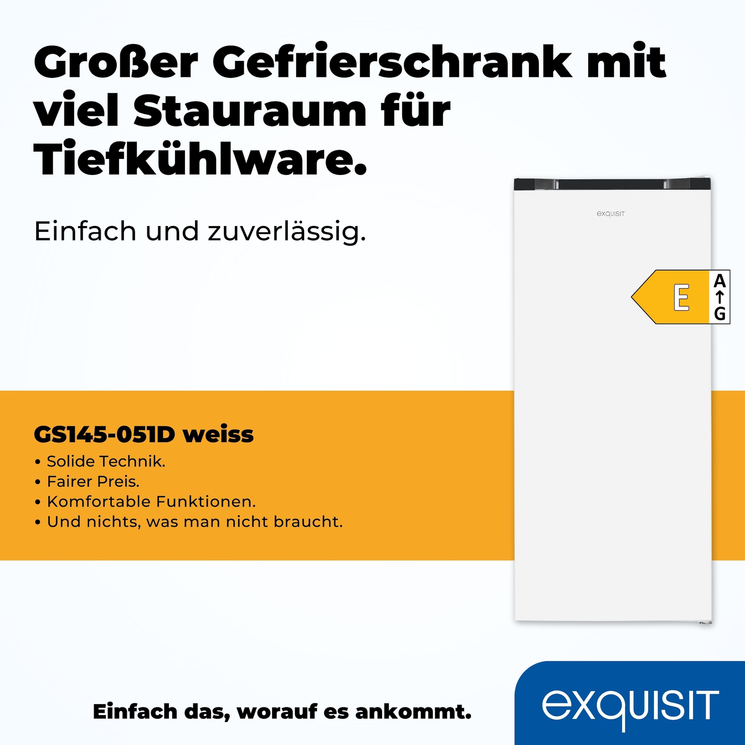 exquisit Gefrierschrank »GS145-051D weiss«, 125,9 cm hoch, 54 cm breit