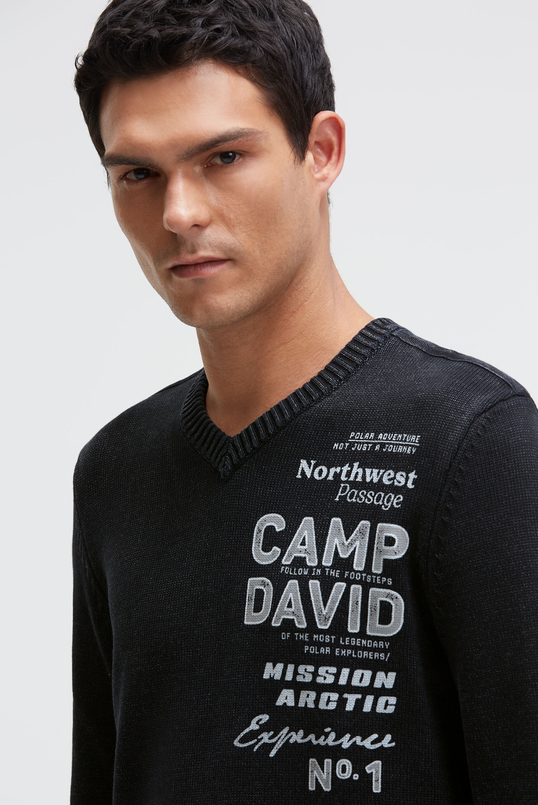 CAMP DAVID V-Ausschnitt-Pullover aus Baumwolle