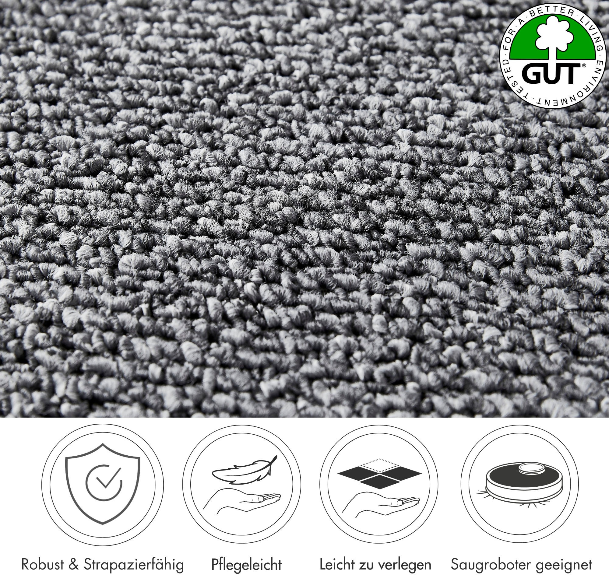 Andiamo Teppichboden »Miro, Schlinge, Made in Netherlands«, rechteckig, 8,5 mm Höhe, meliert, Breite 400 cm, Wohnzimmer, strapazierfähig & robust