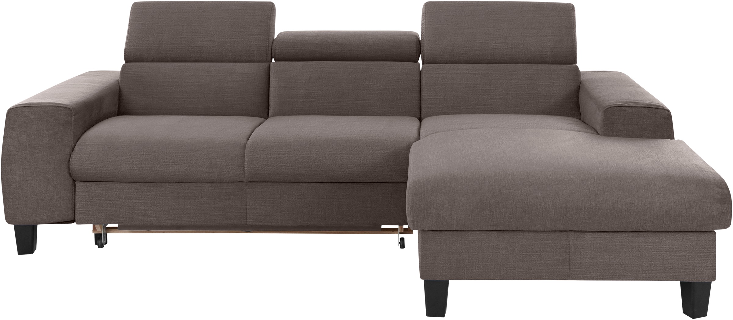 Ecksofa COTTA "Morven L-Form mit Kopfteilverstellung", grau (taupe), B:244cm H:72cm T:166cm, Microfaser PRIMABELLE (100% Polyester);Flachgewebe (100% Polyester);Samtvelours (100% Polyester), Sofas, Ecksofa, wahlweise mit Bettfunktion, Bettkasten & Wireles 10
