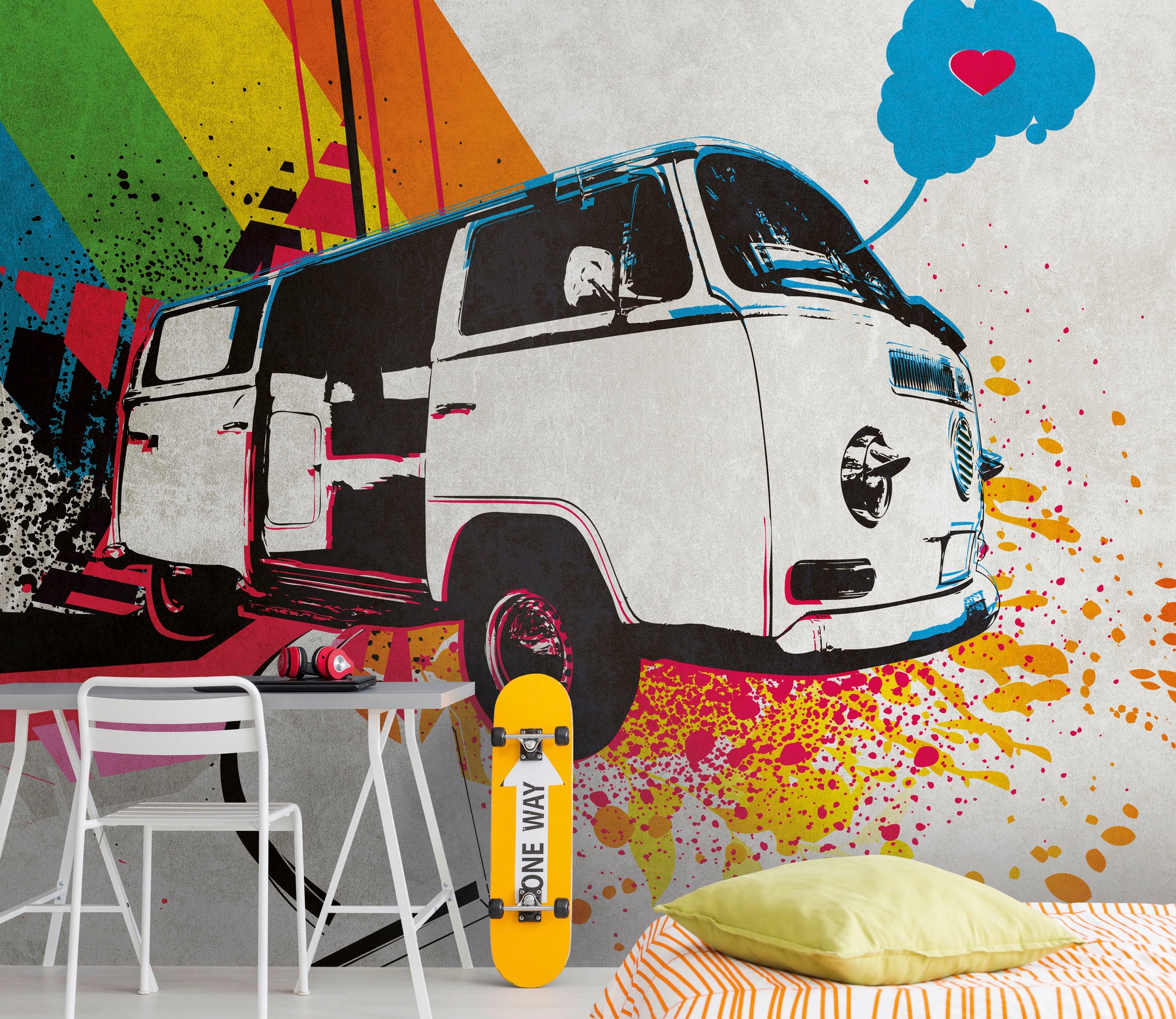 Metropolitan Stories Mural Camper Van Rainbow 38302-1