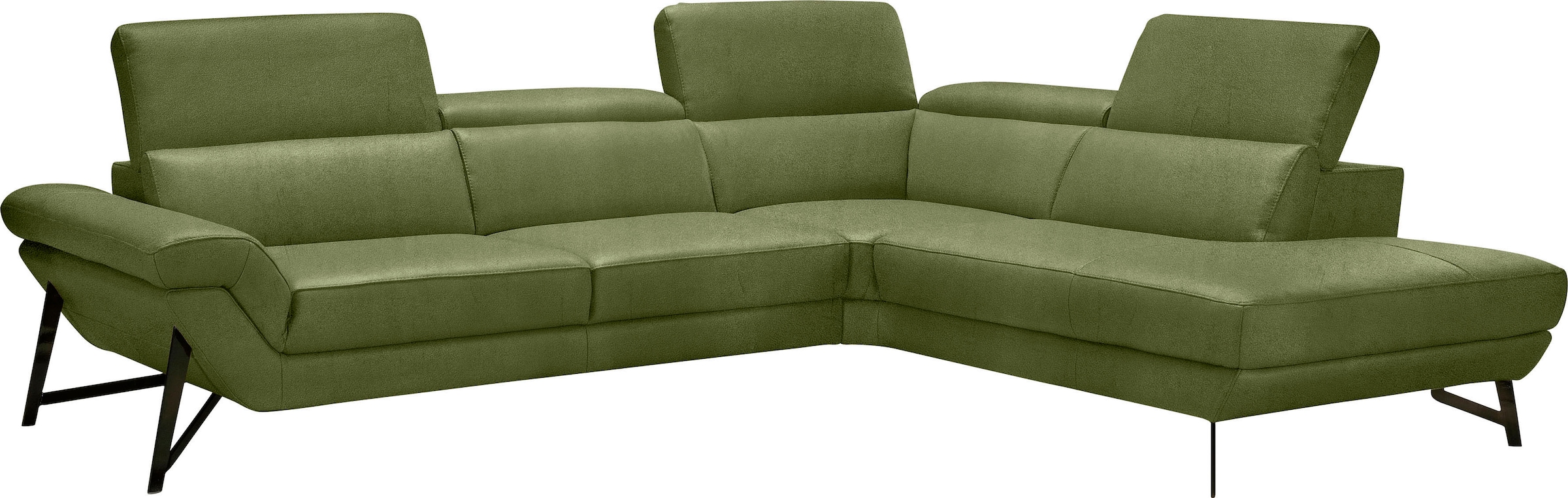 Egoitaliano Ecksofa »Narcisa, Design und Sitzkomfort der Extraklasse,«, mit verstellbaren Kopfstützen für noch mehr Komfort, L-Form