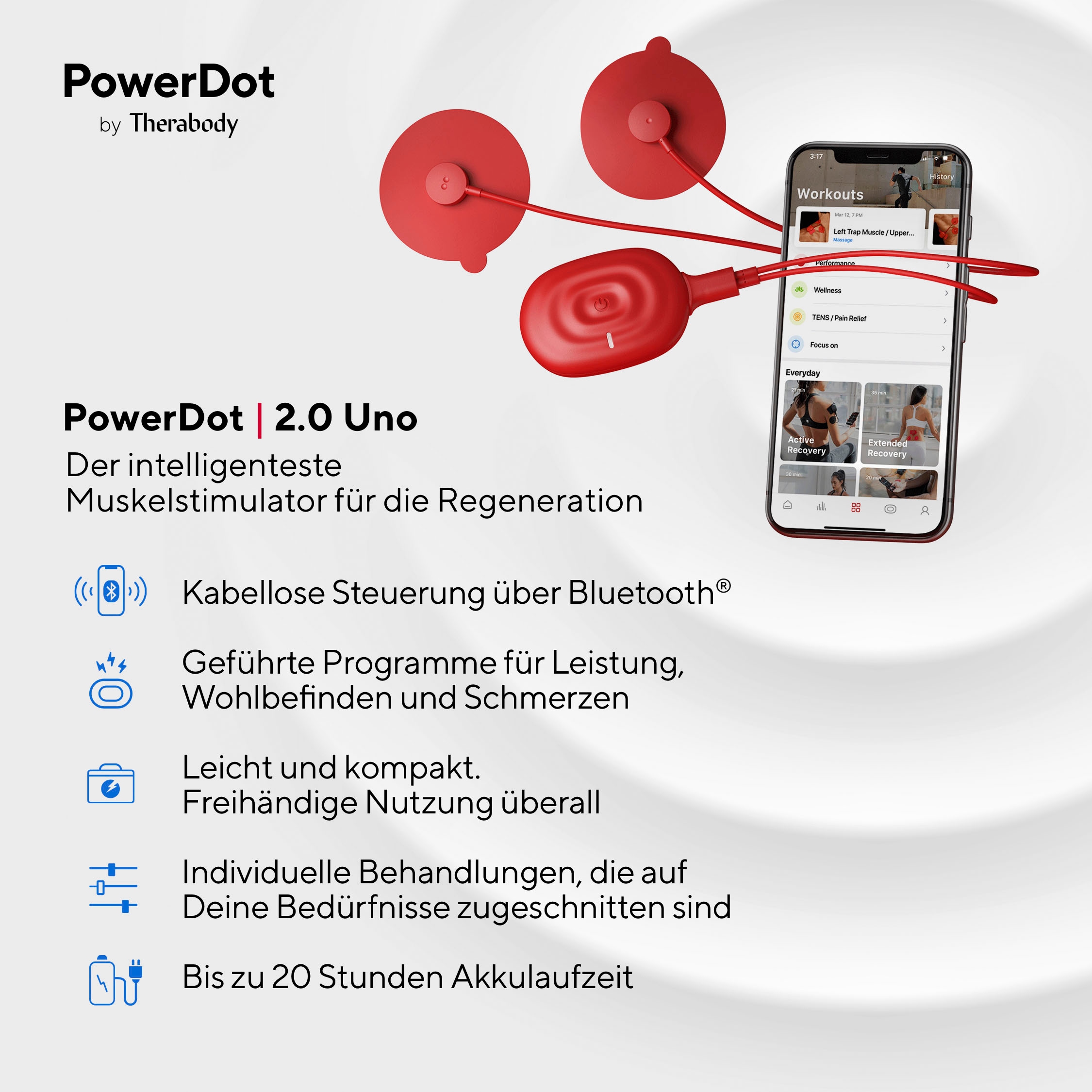 Therabody EMS-Gerät »PowerDot UNO RED 2.0 Muskelstimulator«