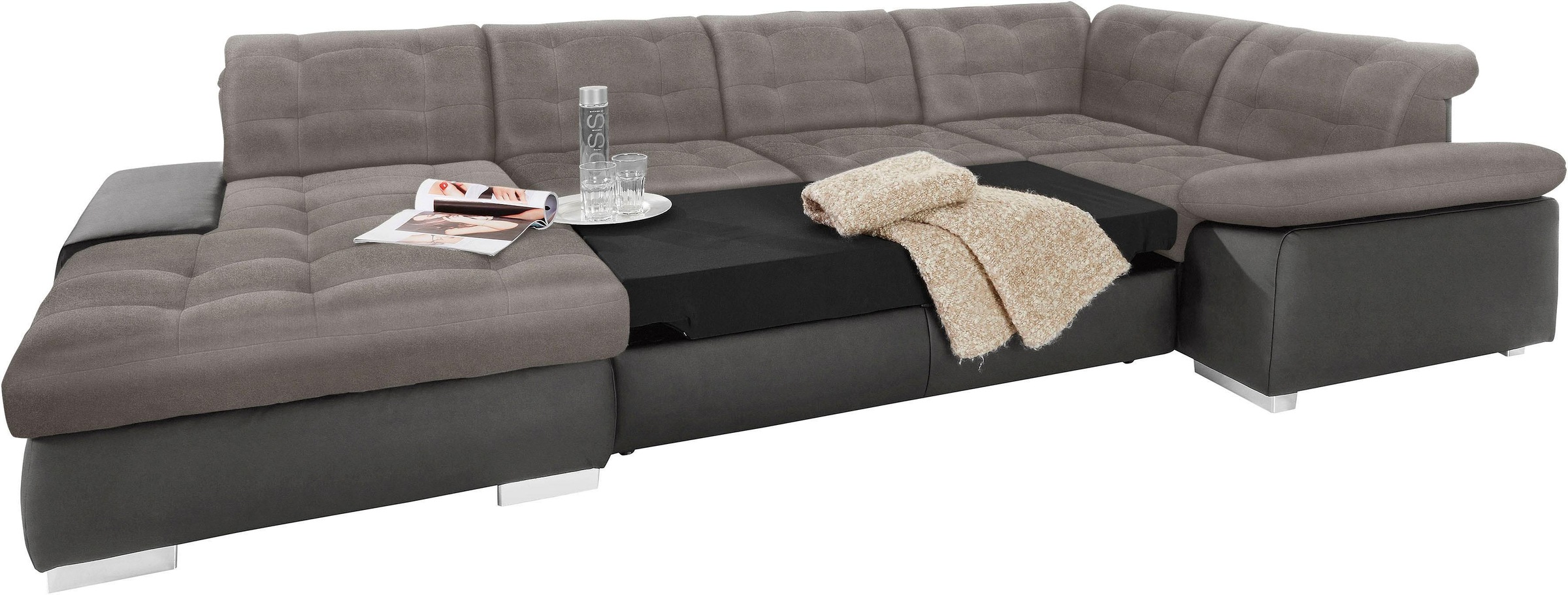 sit&more Wohnlandschaft »Ontario U-Form«, XXL, wahlweise mit Bettfunktion