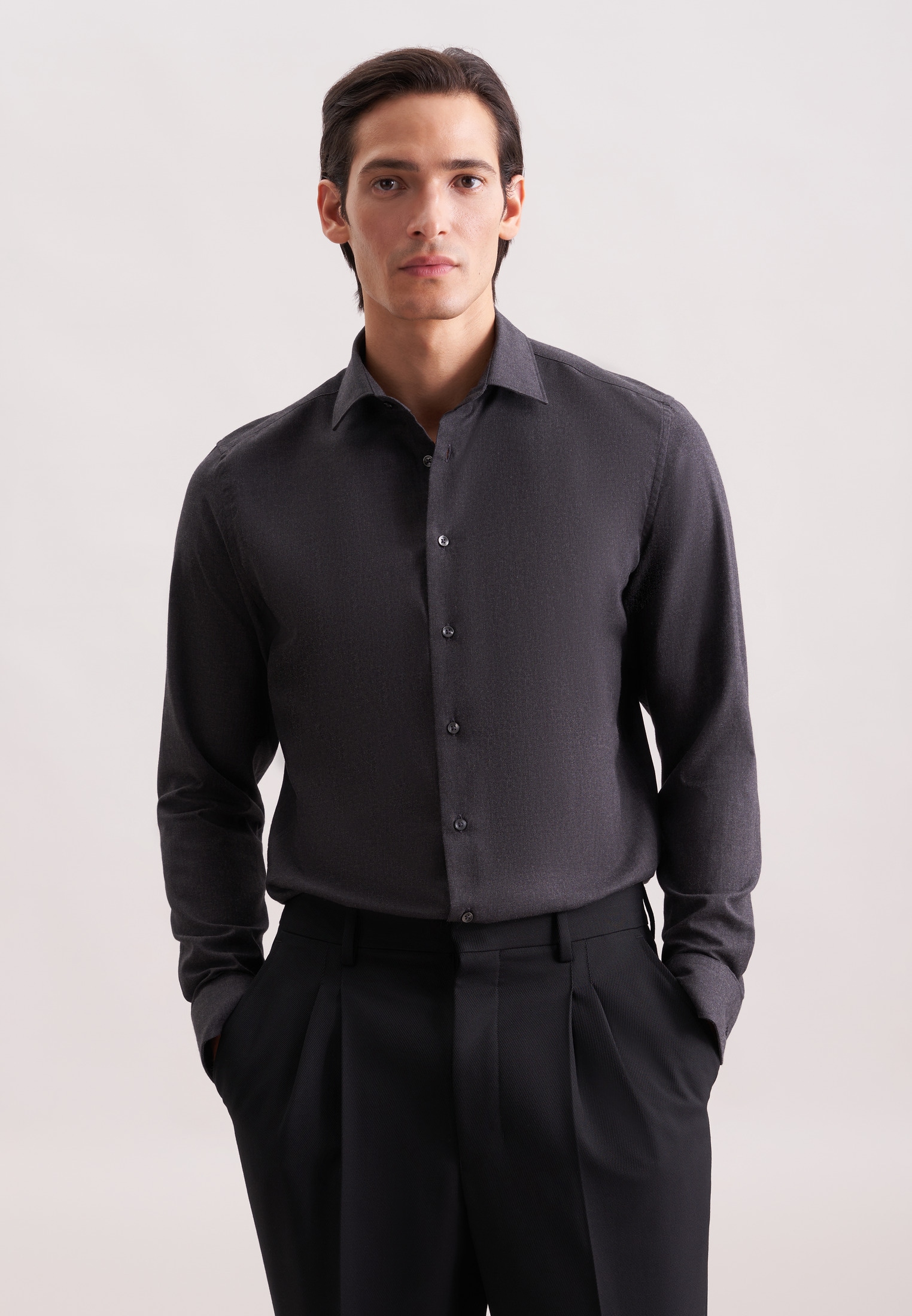 seidensticker Flanellhemd "Schwarze Rose" X-Slim 1/1 Kentkragen Uni günstig online kaufen