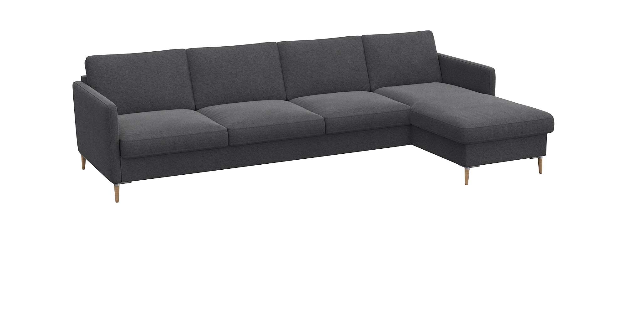 FLEXLUX Ecksofa »Fiore, L-Form, bequem und komfortabel durch hochwertigem Sitzaufbau«, schmale Armlehnen, Kaltschaum, Füße Alu+ Eiche