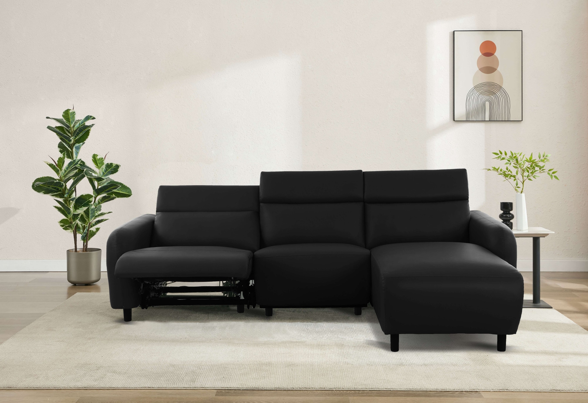Home affaire Ecksofa »SKAANE Kunstleder, L-Form, 274 cm, manuelle u. elektrische Funktion,«, Kopfteilverstellung, Relax-und Liegefunktion, Federkernpolsterung