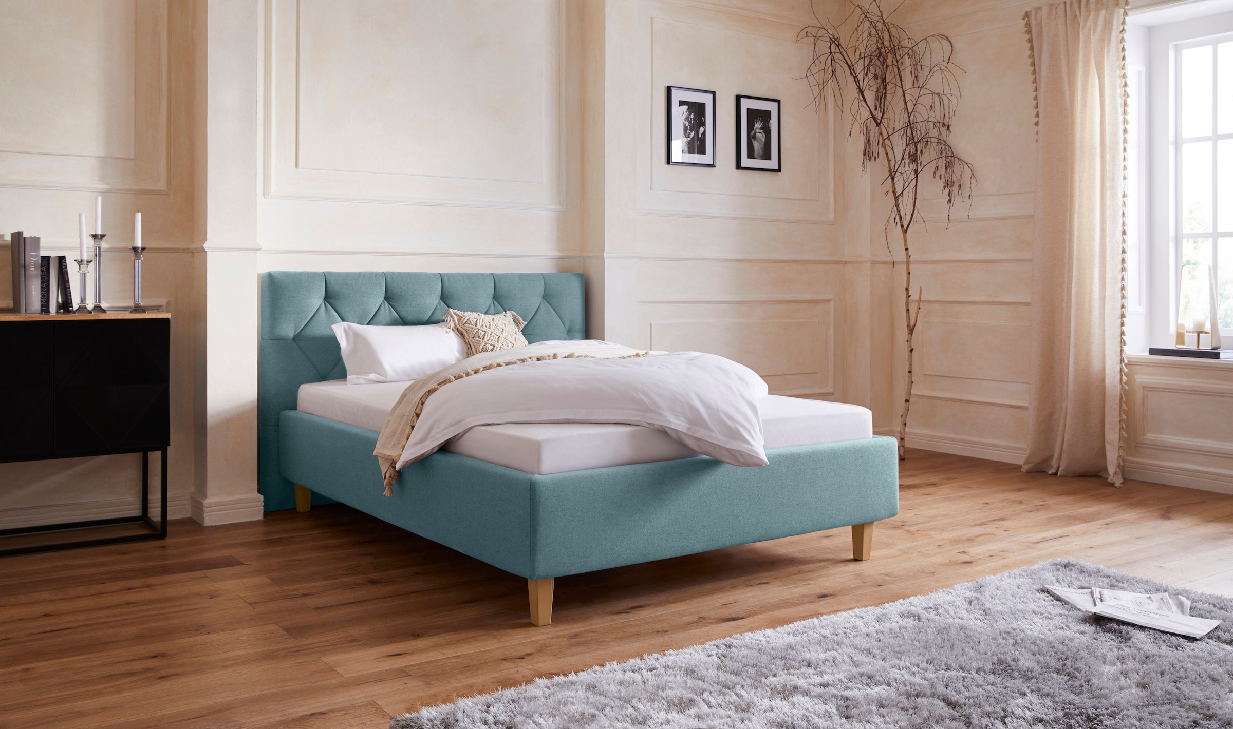 Home affaire Polsterbett "Sunley 100", Kreuzsteppung, Kopfteilhöhe 102 cm, günstig online kaufen