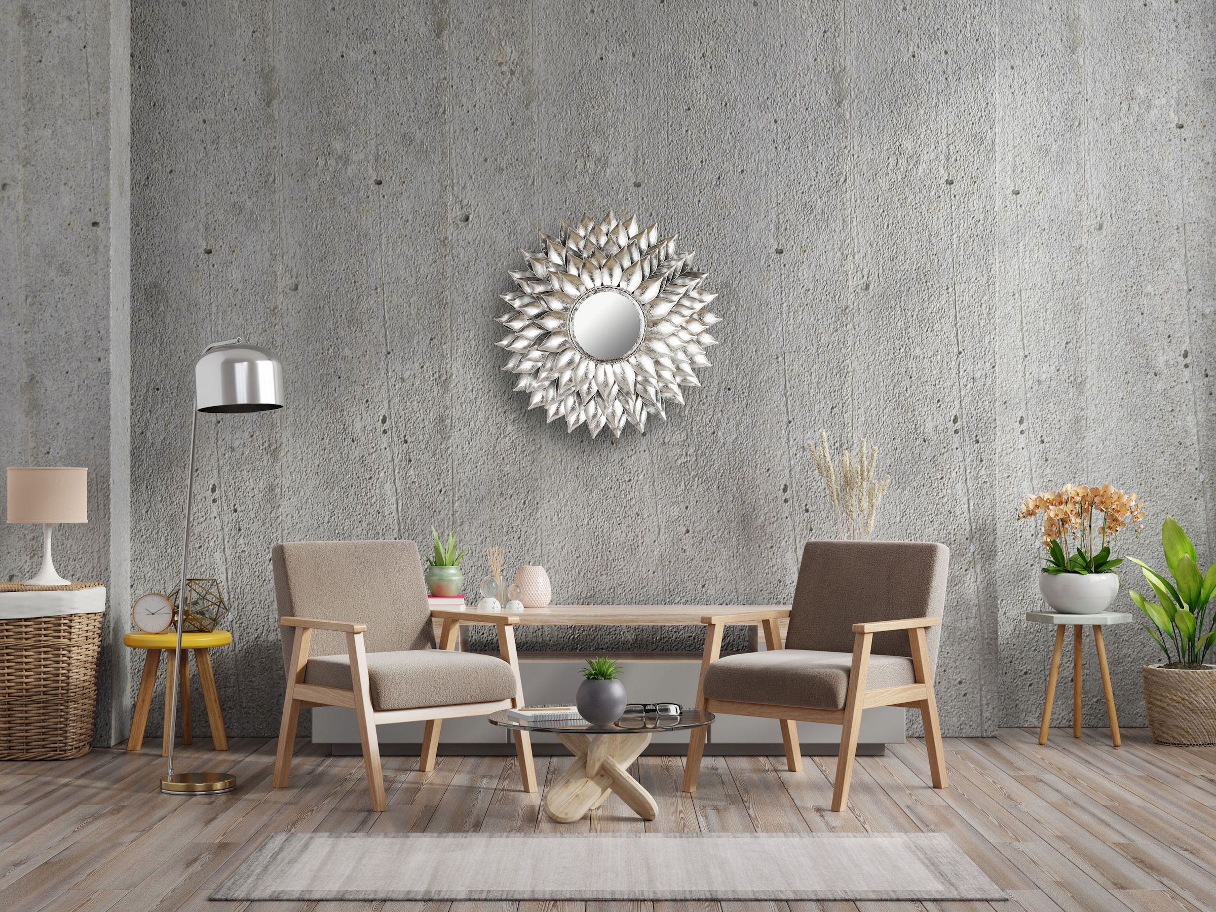 Leonique Dekospiegel »Sarai«, Wandspiegel, mit Blattgold-Finish, Sonne, Ø  73,5 cm, Rahmen aus Metall | BAUR | Dekospiegel