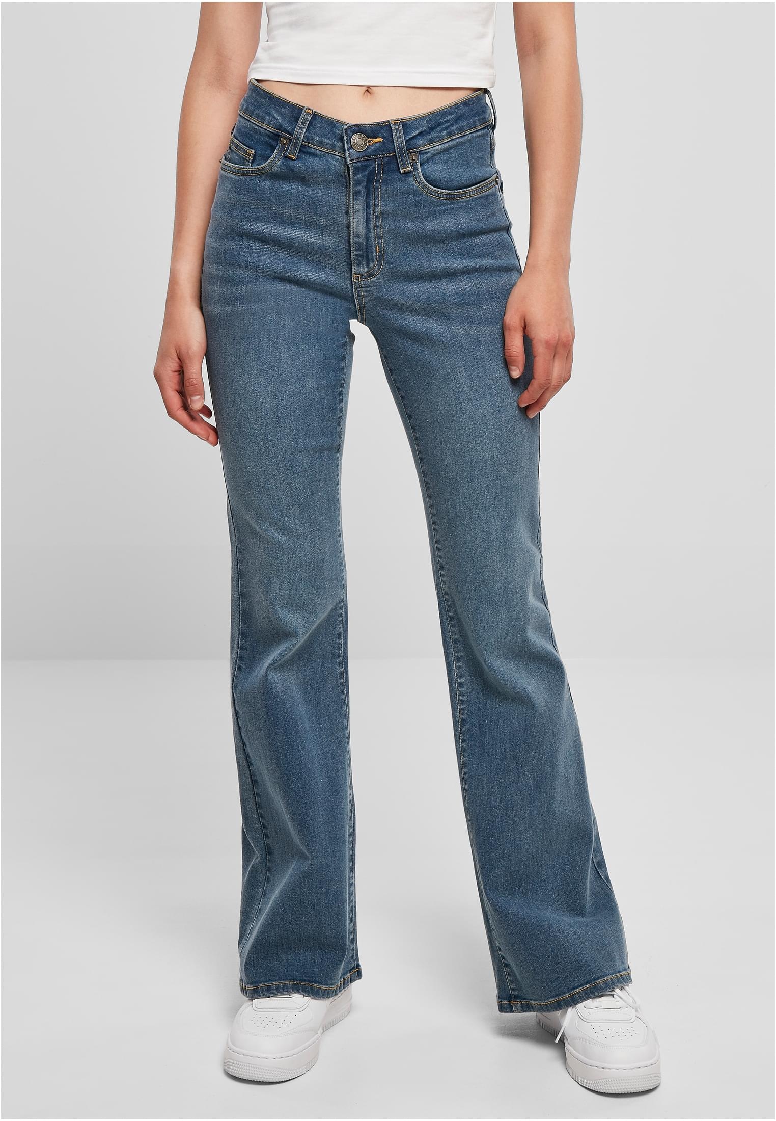 URBAN CLASSICS Bequeme Jeans »Damen Ladies High Waist Flared Denim Pants« (1 tlg.)