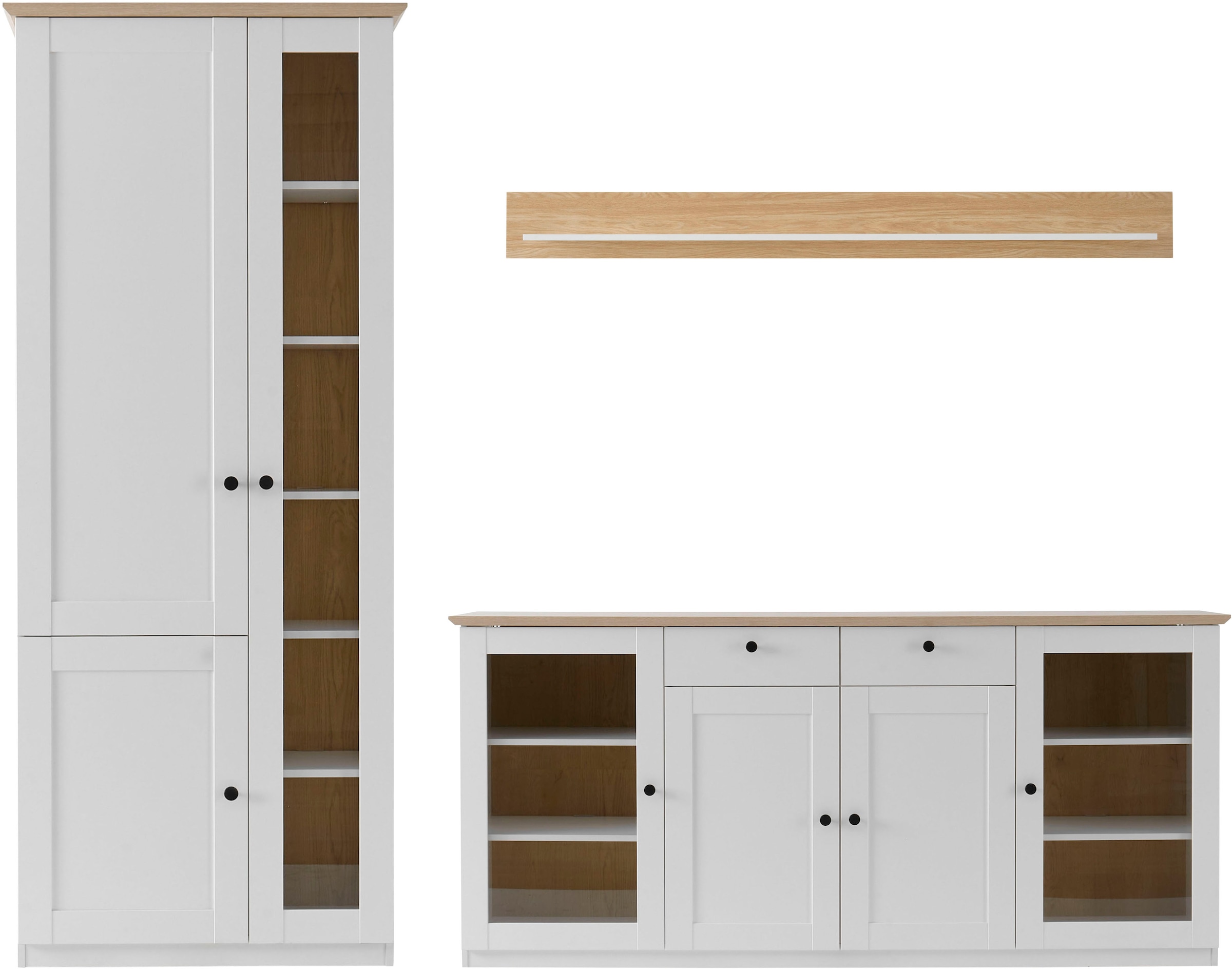 OTTO home Wohnwand »Brest, Anbauwand im Landhausstil, Komplettset, Wohnzimmer-Set« Set, 3 Stk. tlg.
