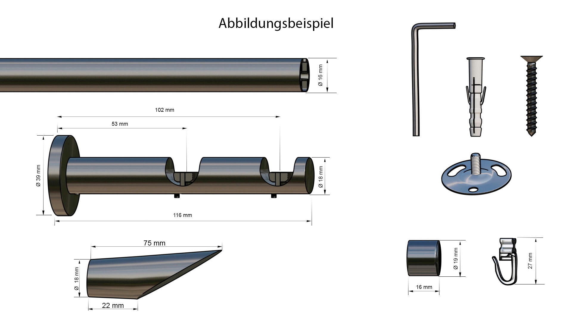 indeko Gardinenstange »Marbella«, 1 läufig-läufig, Wunschmaßlänge, Komplett-Set inkl. Ringen und Montagematerial