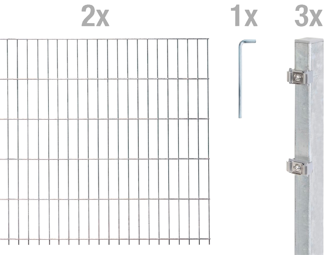 Alberts Doppelstabmattenzaun "Grundset", Höhe: 80-160 cm, Gesamtlänge: 4-30 m, zum Einbetonieren