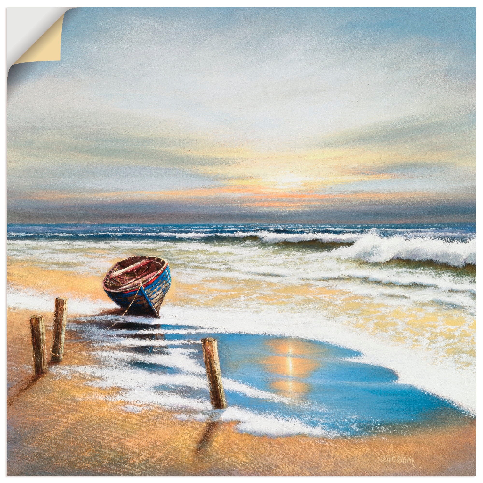 Artland Wandbild "Boot an der Küste", Strand, (1 St.), als Leinwandbild, Wa günstig online kaufen