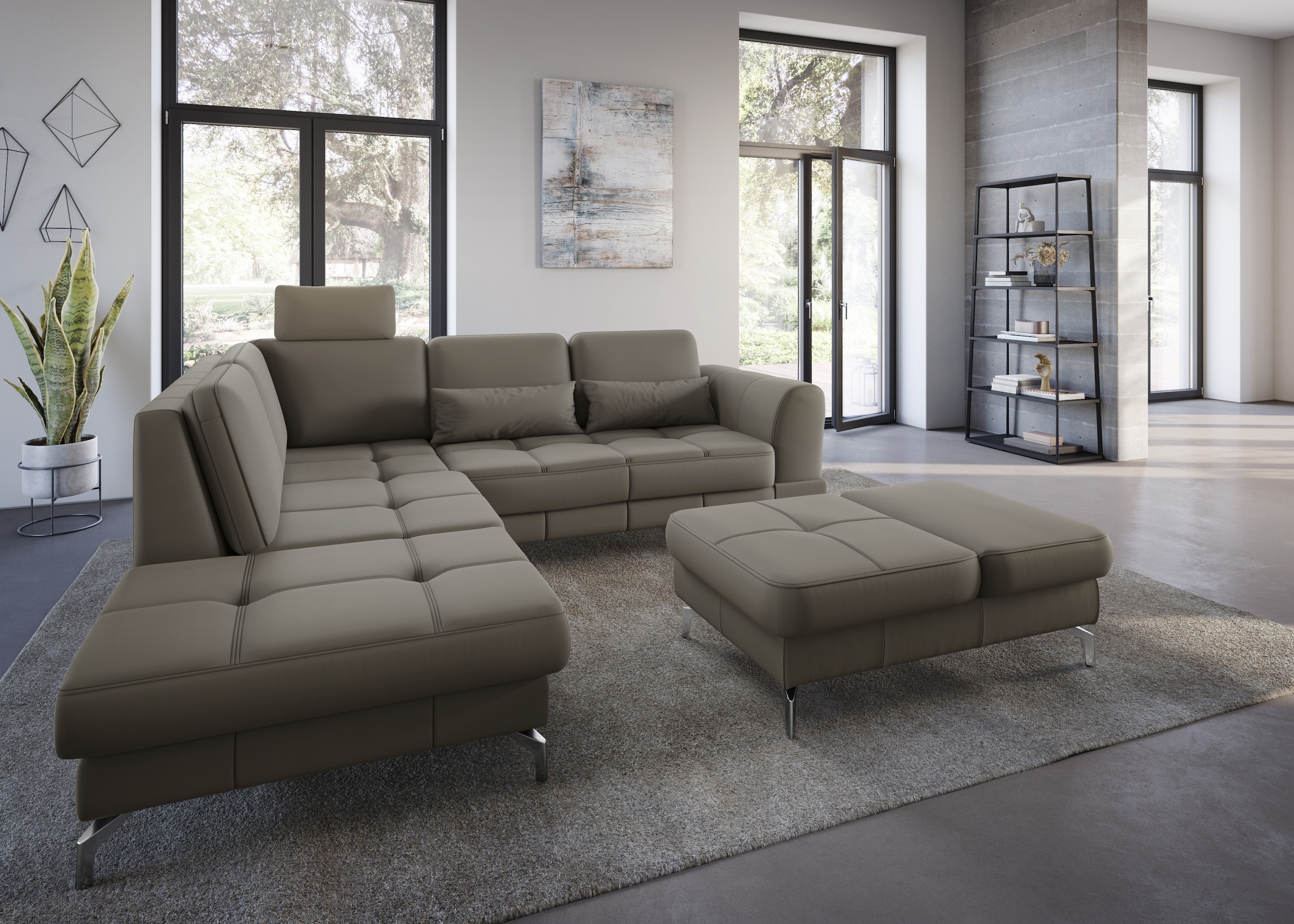 sit&more Ecksofa "Bendigo L-Form" inklusive Sitztiefenverstellung, Bodenfreiheit 12 cm, in 2 Fußfarben