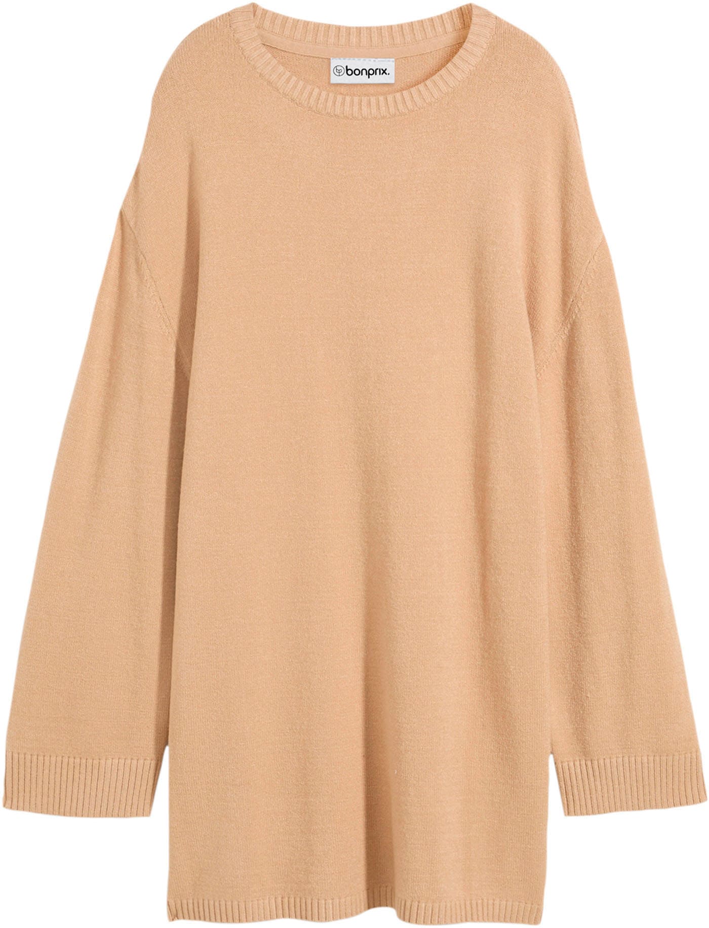 bonprix Strickpullover »Long-Feinstrickpullover mit Seitenschlitzen aus Viskose-Mix« aus Viskosemischung, Oversize Passform, Po-bedeckende Länge