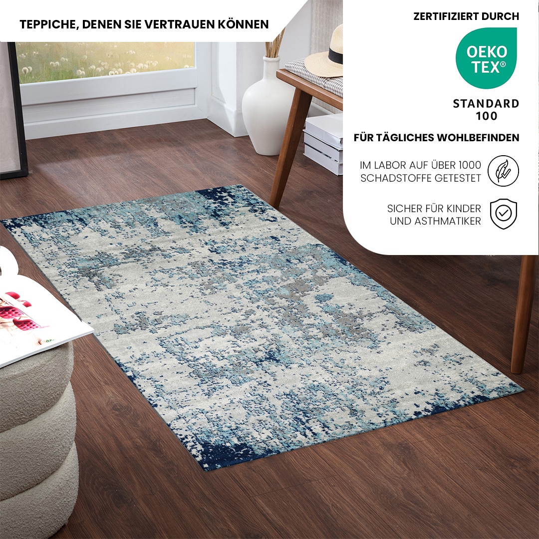 Livabliss Teppich »DUNKIRK«, rechteckig, 11 mm Höhe, Moderner Designerteppich in Marmor Optik, Kurzflor Wohnzimmerteppich