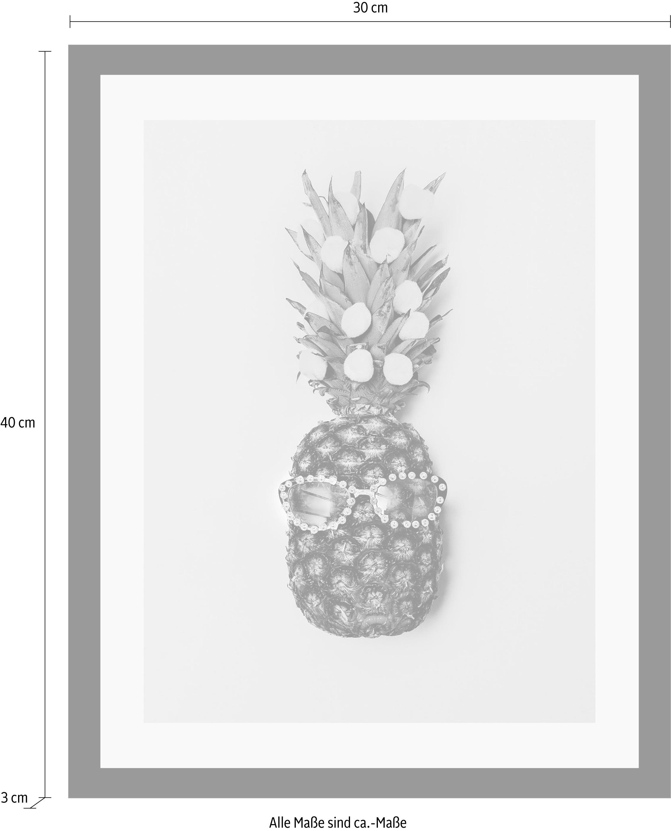 queence Bild »Ananas«, Obst-Obst Bilder-Essen-Lebensmittel-Humor-Ananas, HD Premium Poster-Druck inkl. Holzrahmen