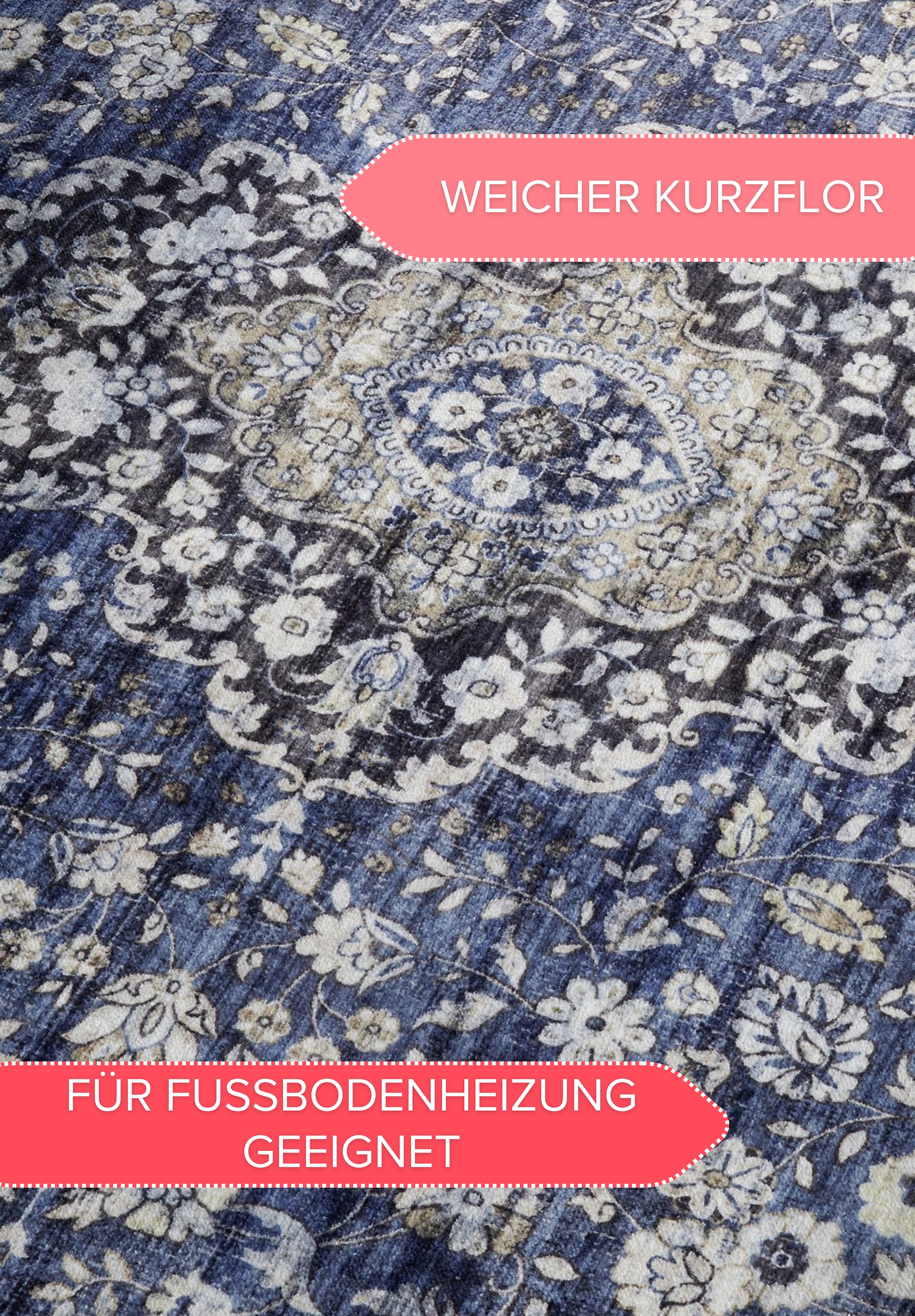 freundin Home Collection Teppich »Aurora«, rechteckig, 5 mm Höhe, Kurzflor, Anti Rutsch, Orient, Vintage, Klassisch, Wohnzimmer, Flur