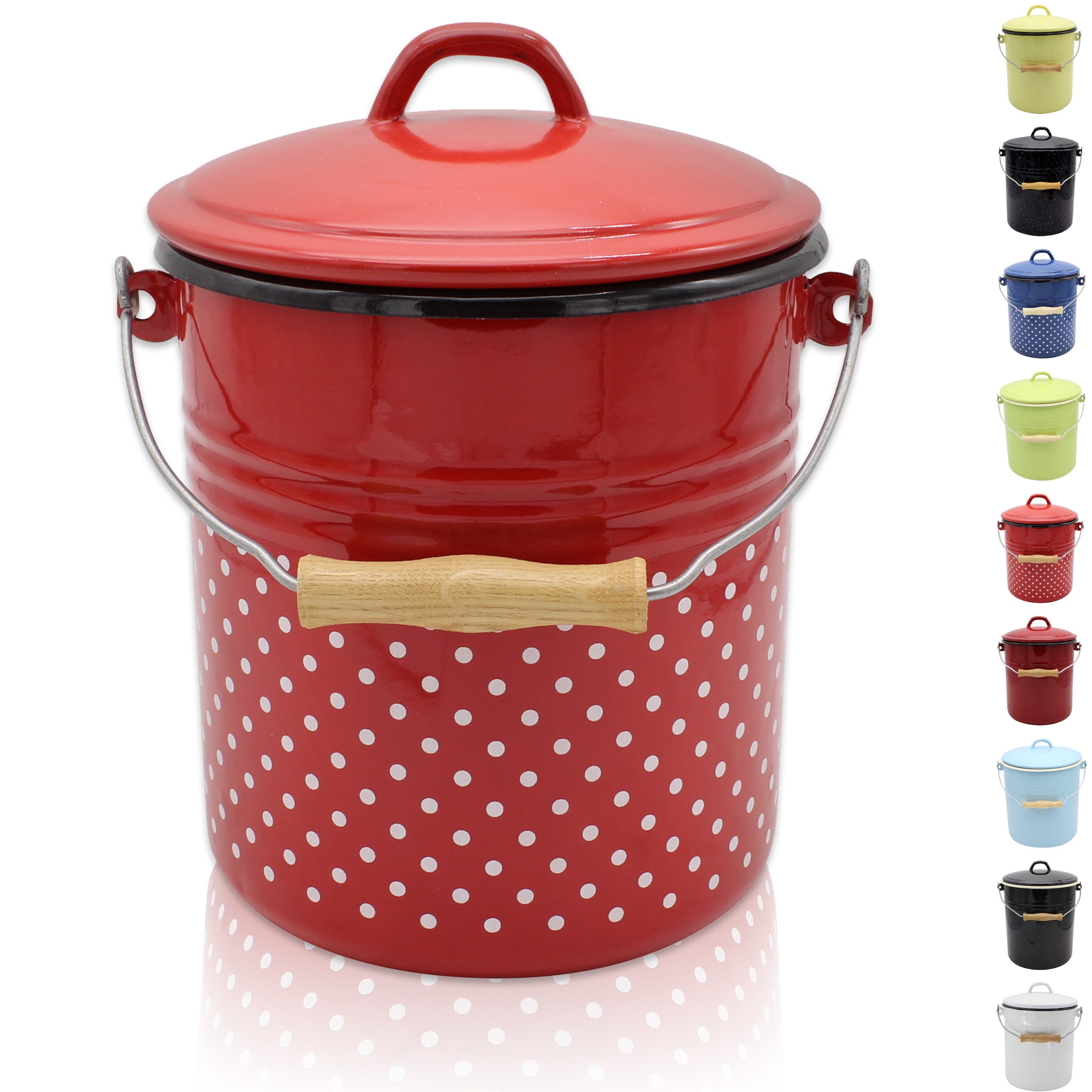 Krüger Mülleimer "Emaille-Eimer mit Deckel Serie Rio" schnitt- / kratzfeste günstig online kaufen