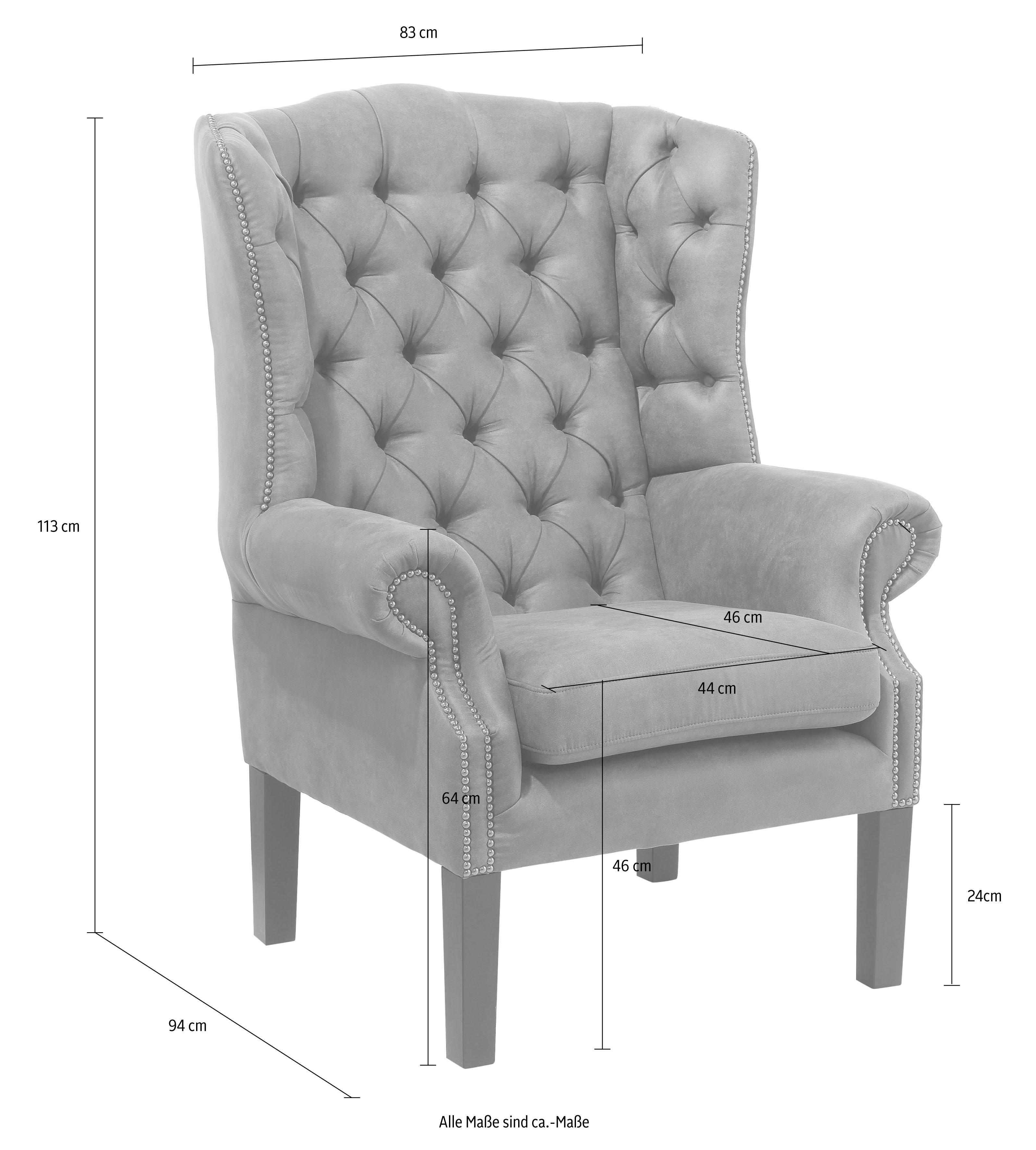 Thumbnail - Home affaire Sessel "Bedford Ohrensessel Chesterfield", mit aufwendiger Knopfheftung und geschwungenen Armlehnen