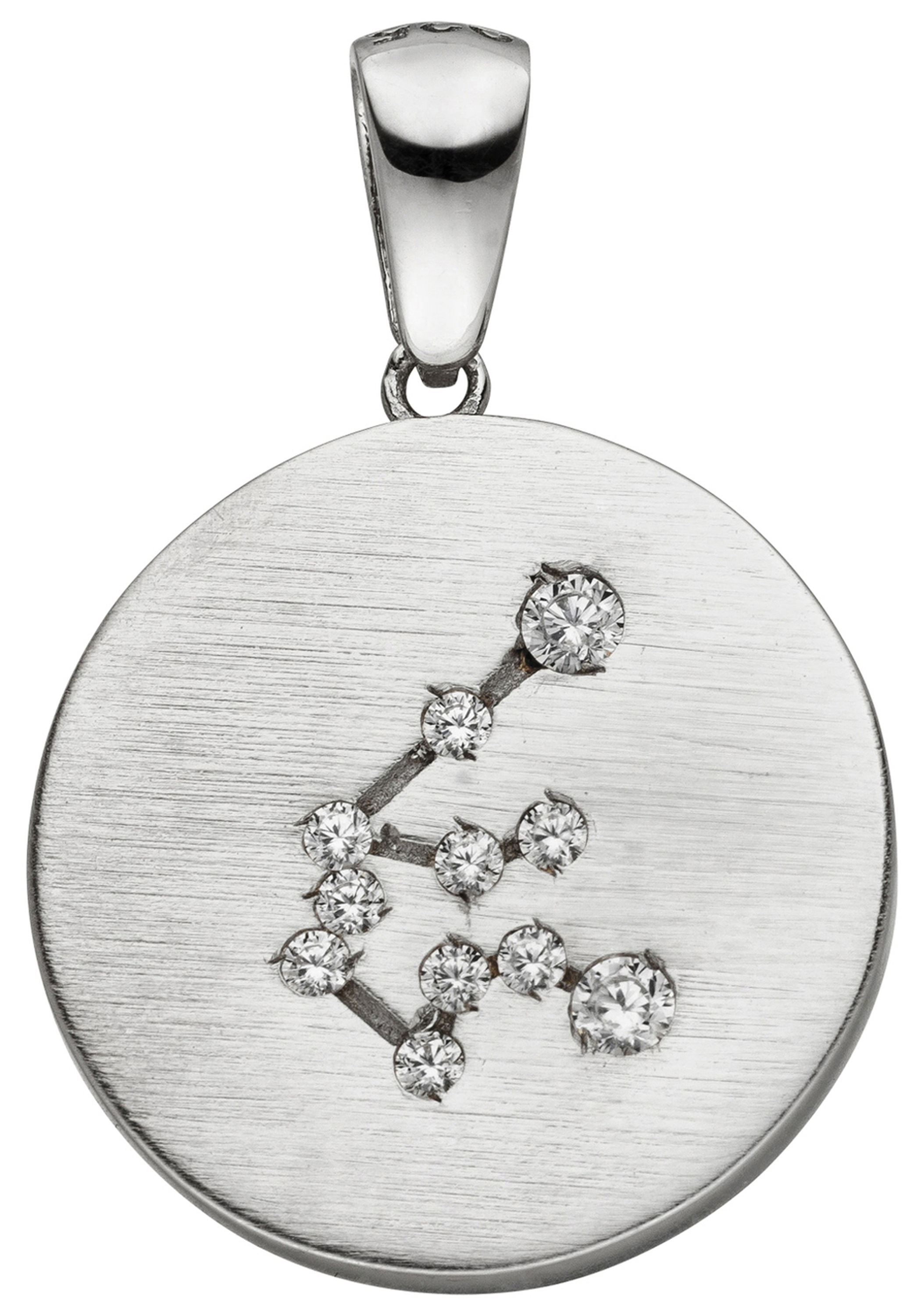 JOBO Sternzeichenanhänger »Sternzeichen Wassermann«, 925 Silber matt mit 11 Zirkonia