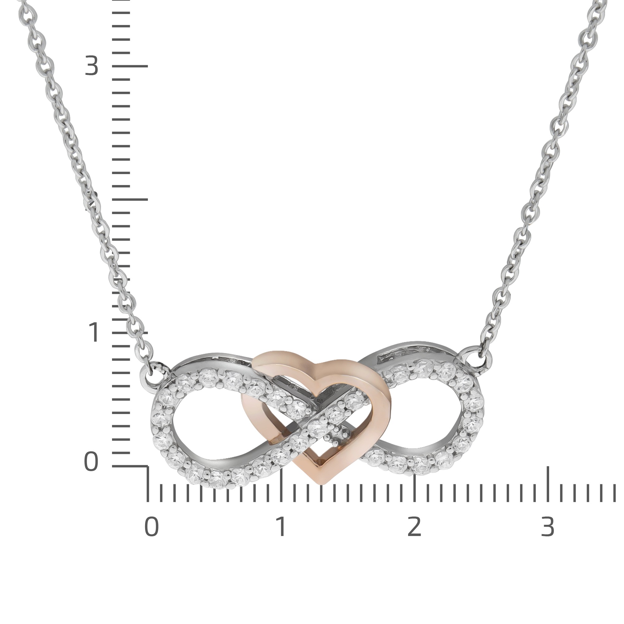Zeeme 925 Sterling Silver Necklace Rose Gold White 45cm 2