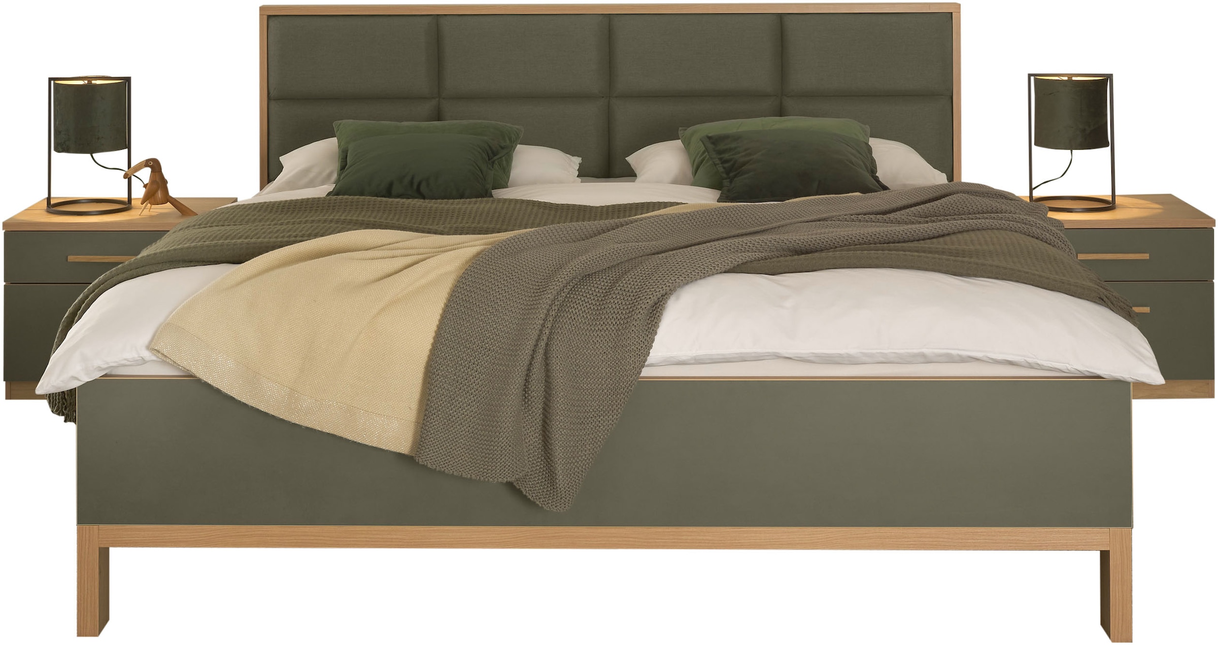 Schlafkontor Bettanlage »Romano«, 180x200 cm, Bett inklusive 2 Nachtkommoden