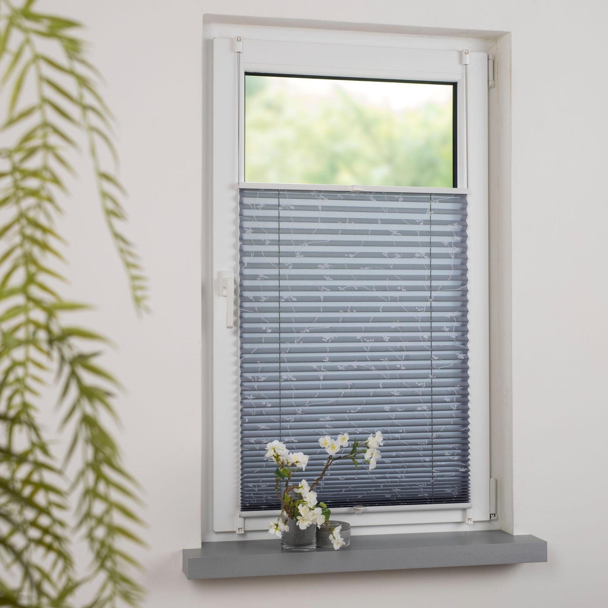 Liedeco Plissee "Klemmfix-Plissee Ranke grau" Lichtschutz ohne Bohren versp günstig online kaufen