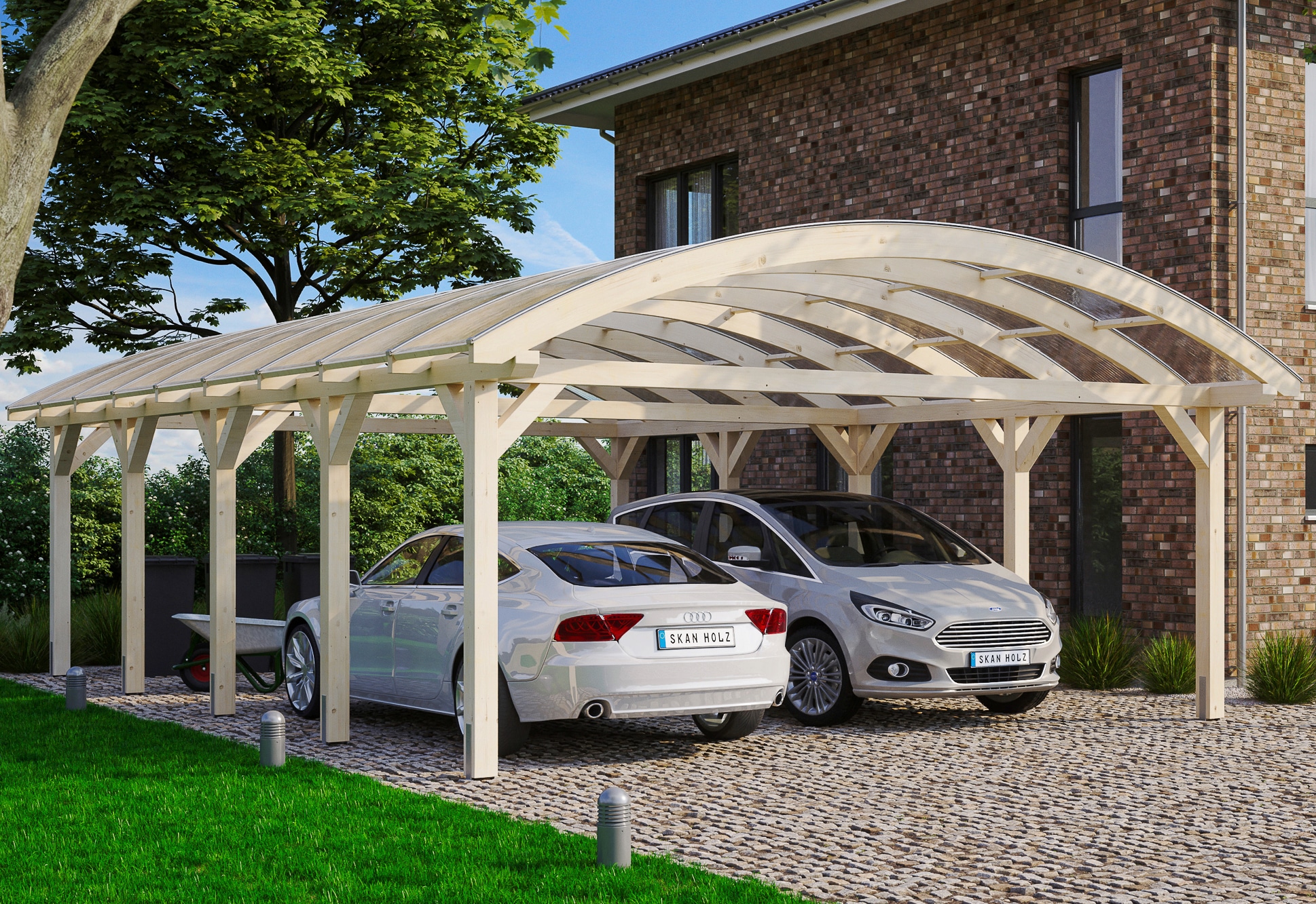 Doppelcarport »Franken«, Leimholz-Nordisches Fichtenholz, 550 cm, natur