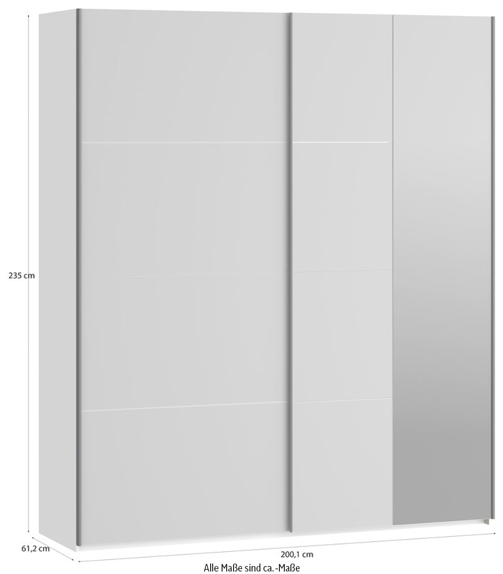 FORTE Schwebetürenschrank »Fittio. Made in Europe, 2 Schiebetüren, modernes Design«, Höhe 2,35 mtr, stehende Montage, Spiegel
