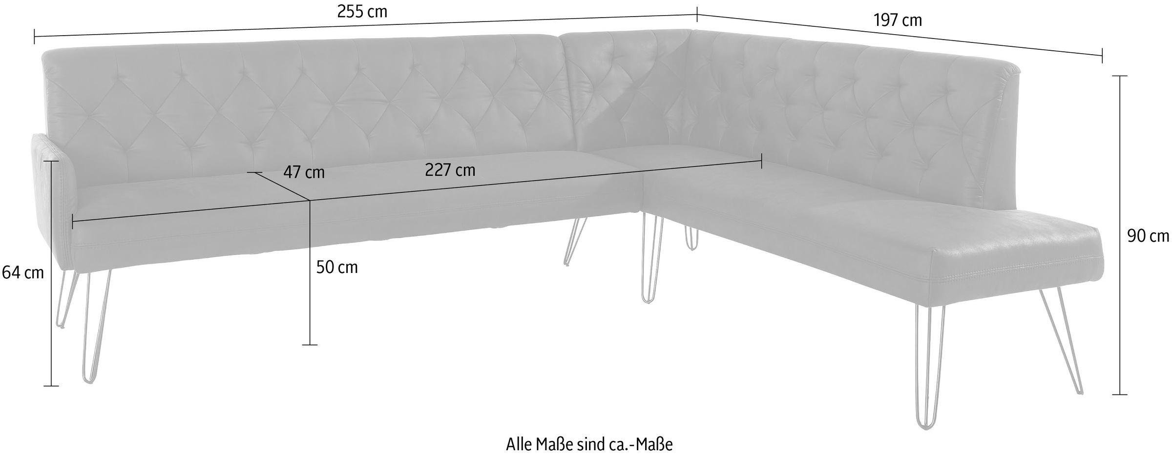 exxpo - sofa fashion Eckbank »Doppio, Chesterfield Optik, komfortabel und bequem, hohe Designfüße«, Frei im Raum stellbar
