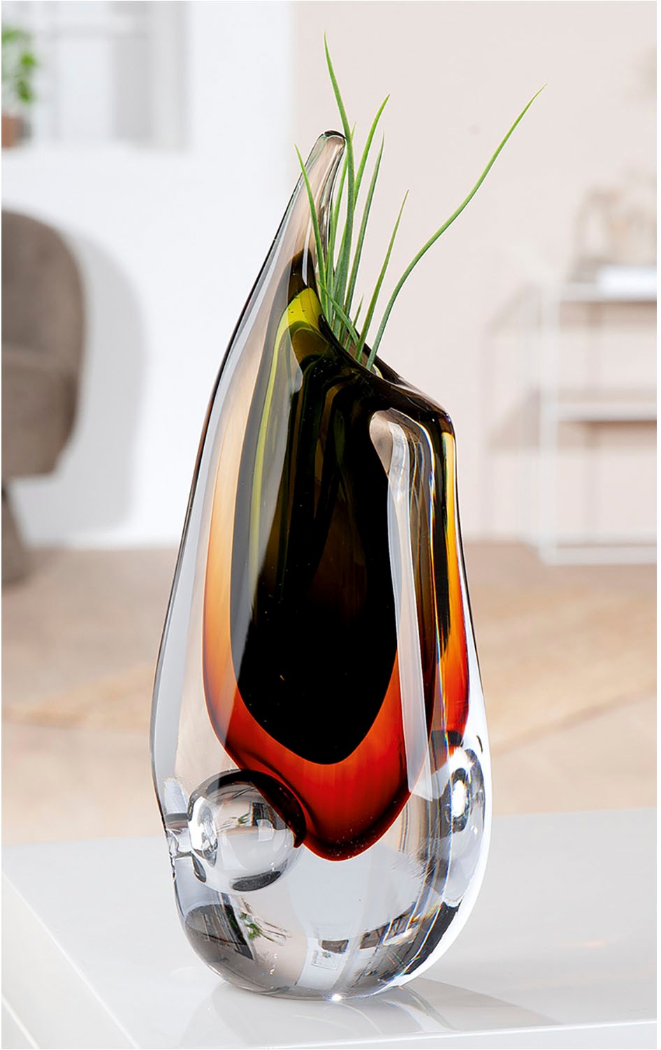 Casablanca by Gilde Tischvase "Vase "Finesse" braun, grün, klar H.30 cm", ( günstig online kaufen
