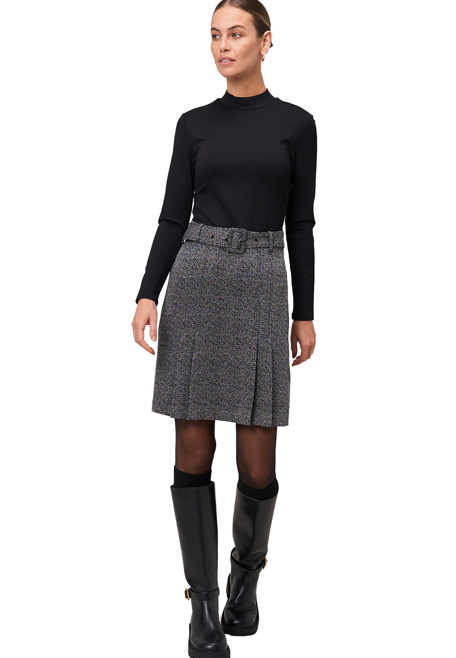 Zero Minikleid »zero Damen Minikleid 2 in 1 Optik Fischgrätenmuster«, Gürtel