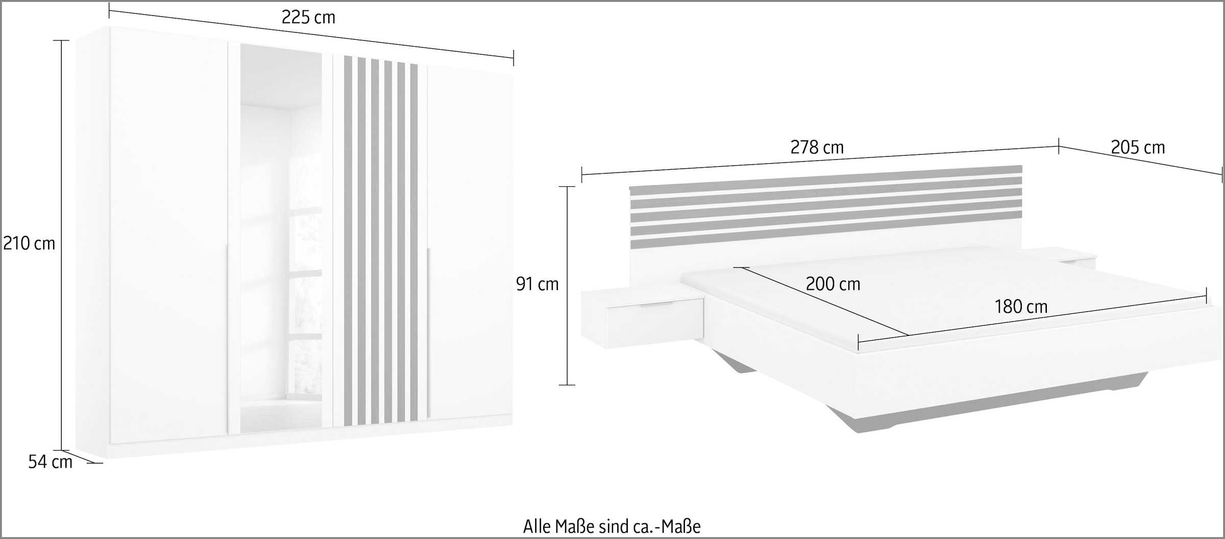 rauch Schlafzimmer-Set »Lamella«, (Set), mit eleganter Lamellenabsetzung