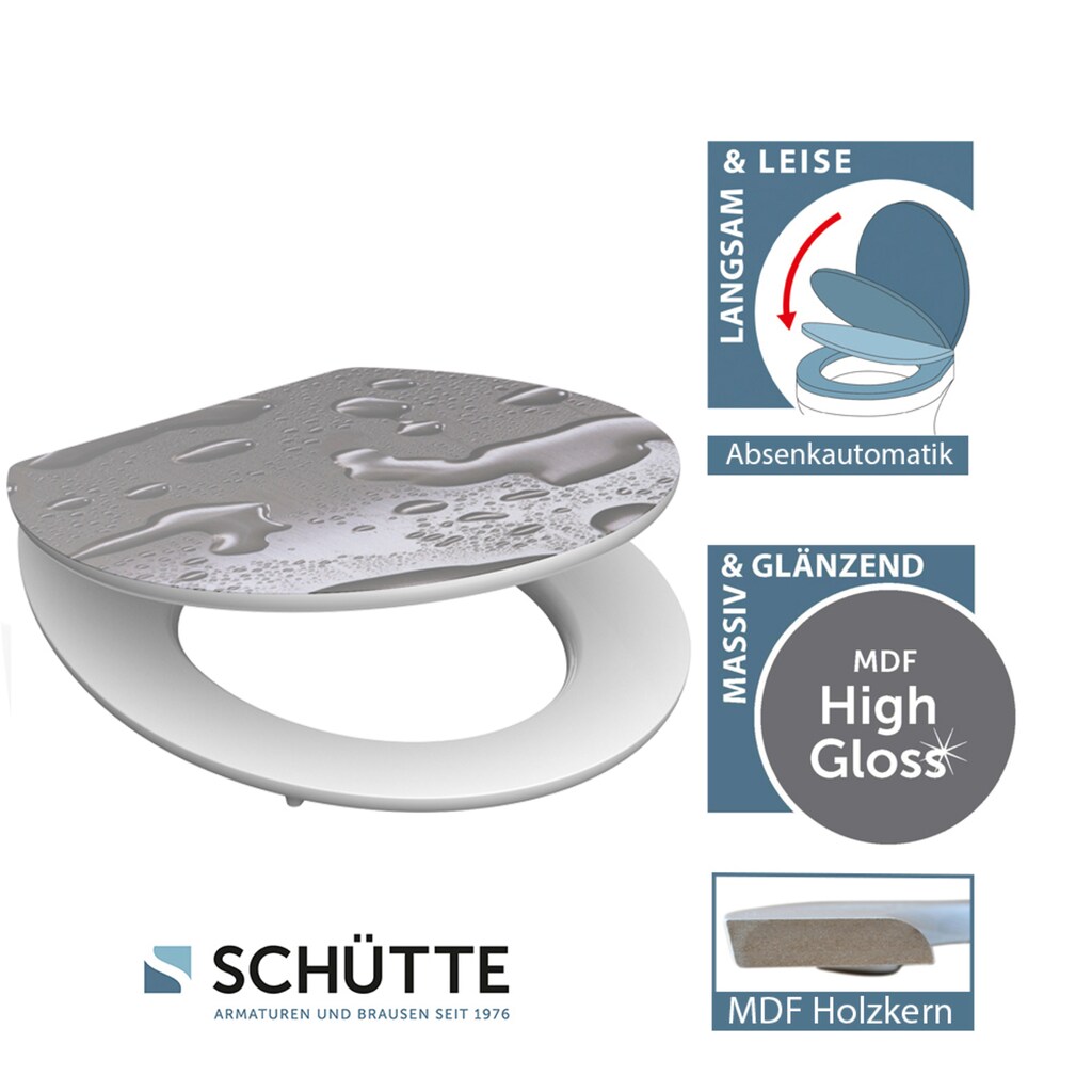 Marken Schütte Schütte WC-Sitz »Grey Steel«, High Gloss mit MDF Holzkern, hochglänzender Toilettendeckel mit Absenkautomatik, Kl