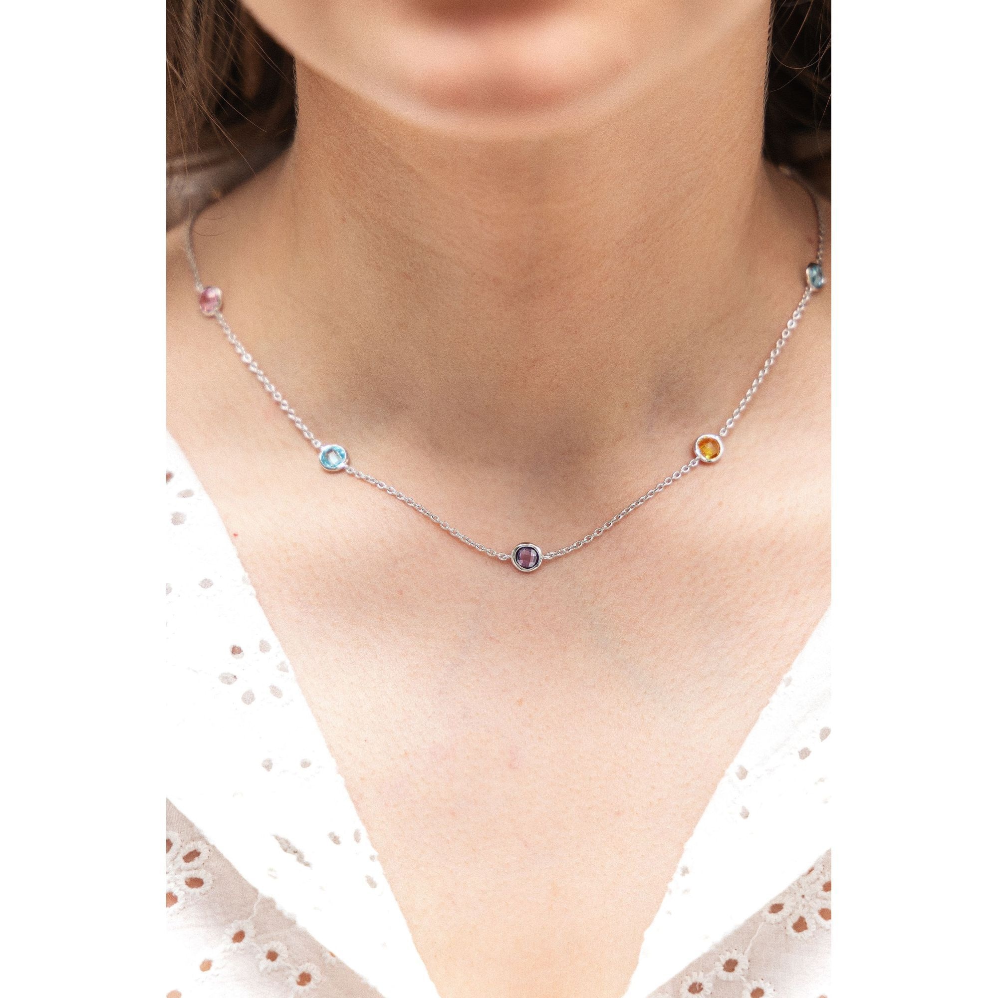 Zeeme Collierkettchen »925 Silber rhodiniert mit Zirkonia bunt«