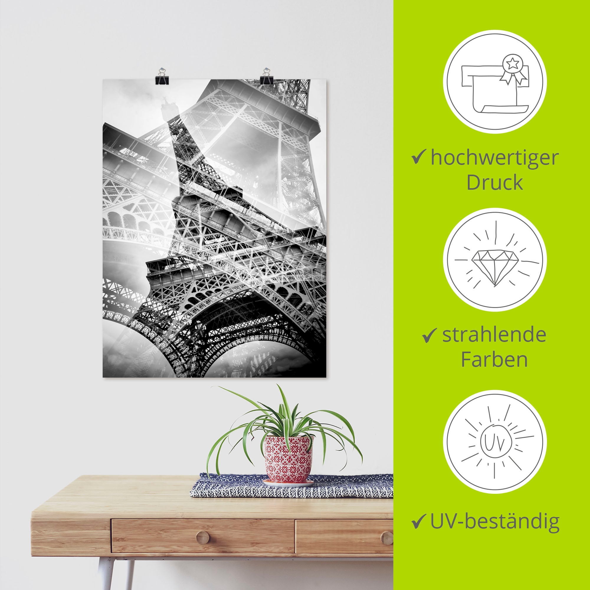 Artland Wandbild »Der doppelte Eiffelturm«, Gebäude, (1 St.), als Alubild, Outdoorbild, Poster, Wandaufkleber in verschied. Größen