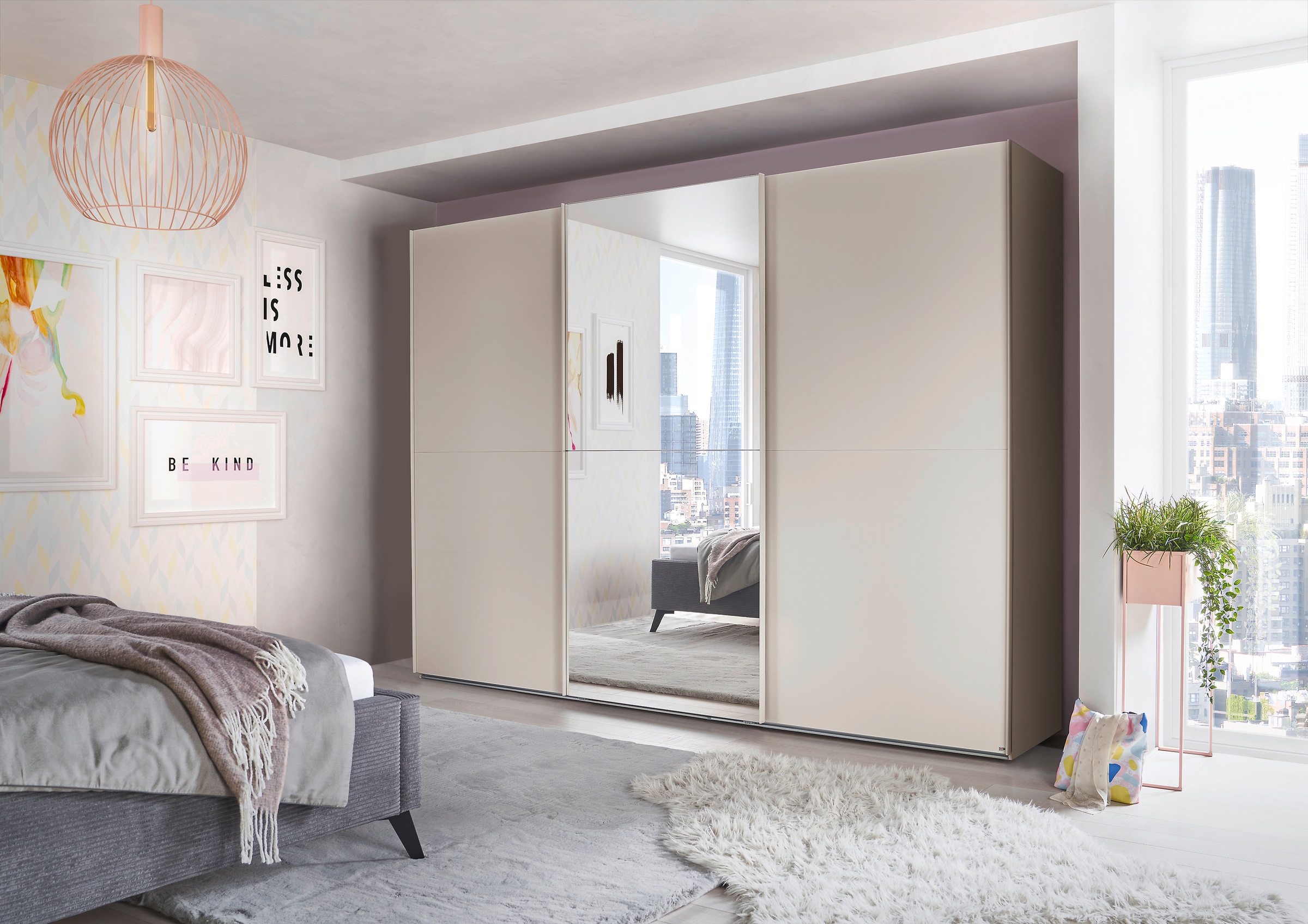 set one by Musterring Schwebetürenschrank »Henderson«, mit Spiegel, inkl. Fachböden und Kleiderstangen