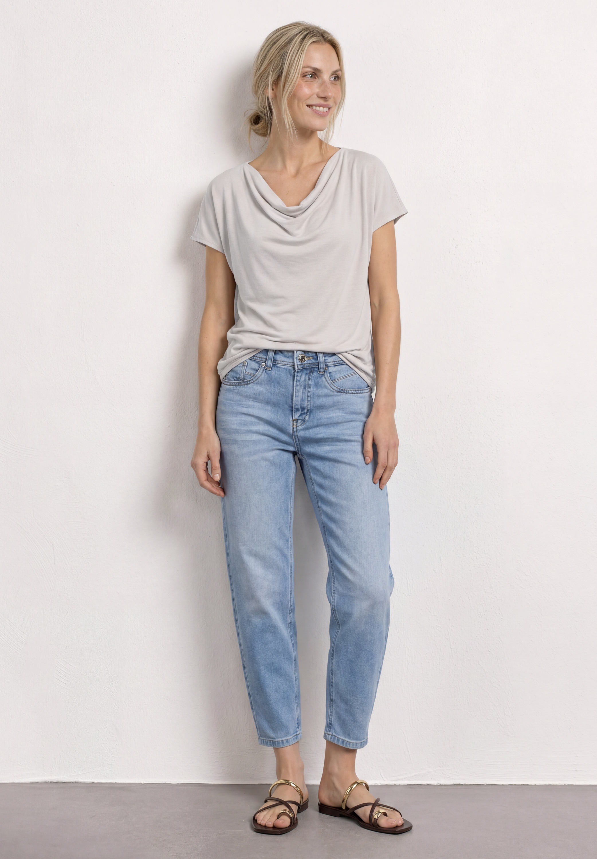 STREET ONE T-Shirt mit Wasserfallausschnitt