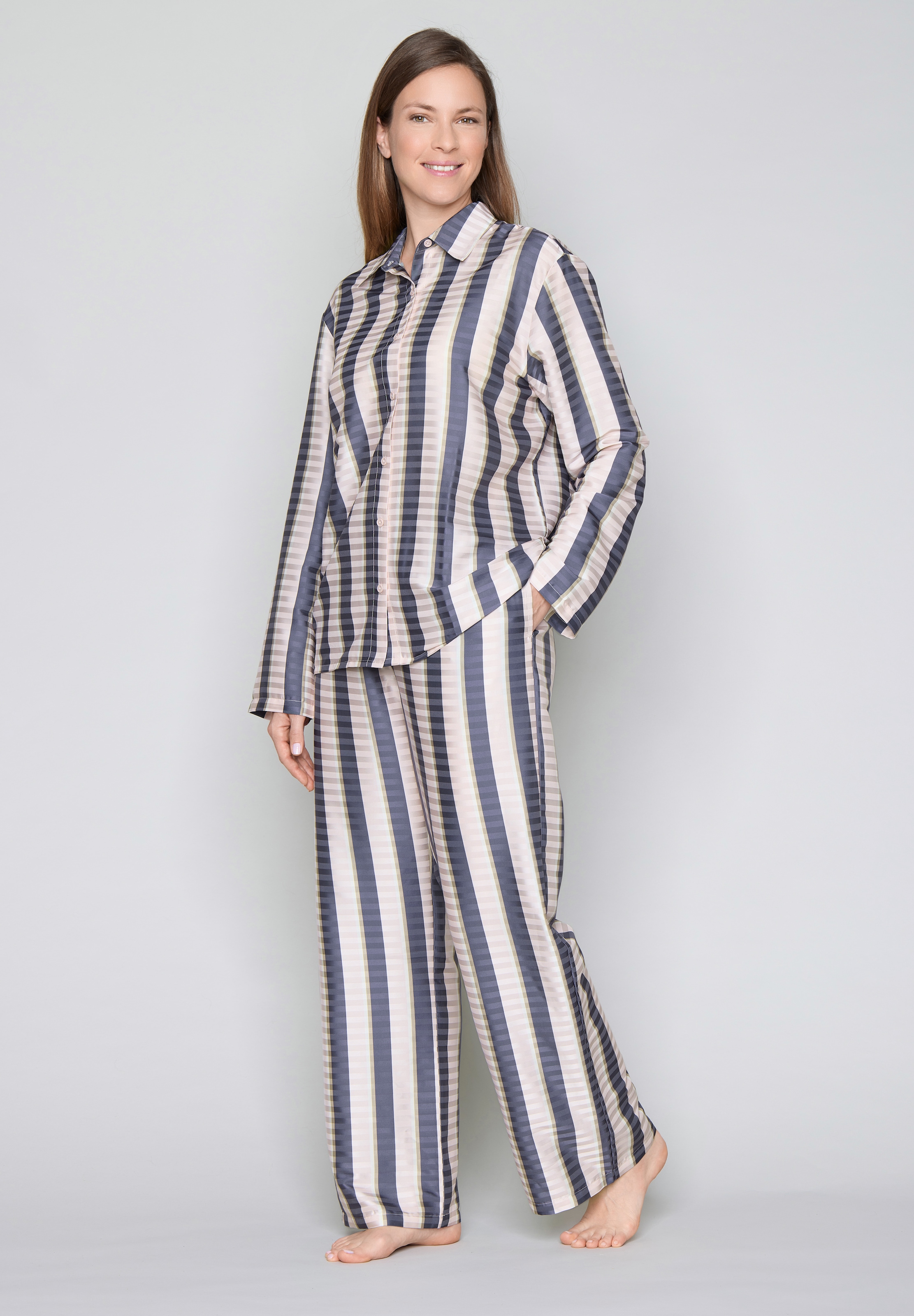 JOOP! Pyjamahose  lockere Passform, für Homewear, mit geradem Bein, aus Satin