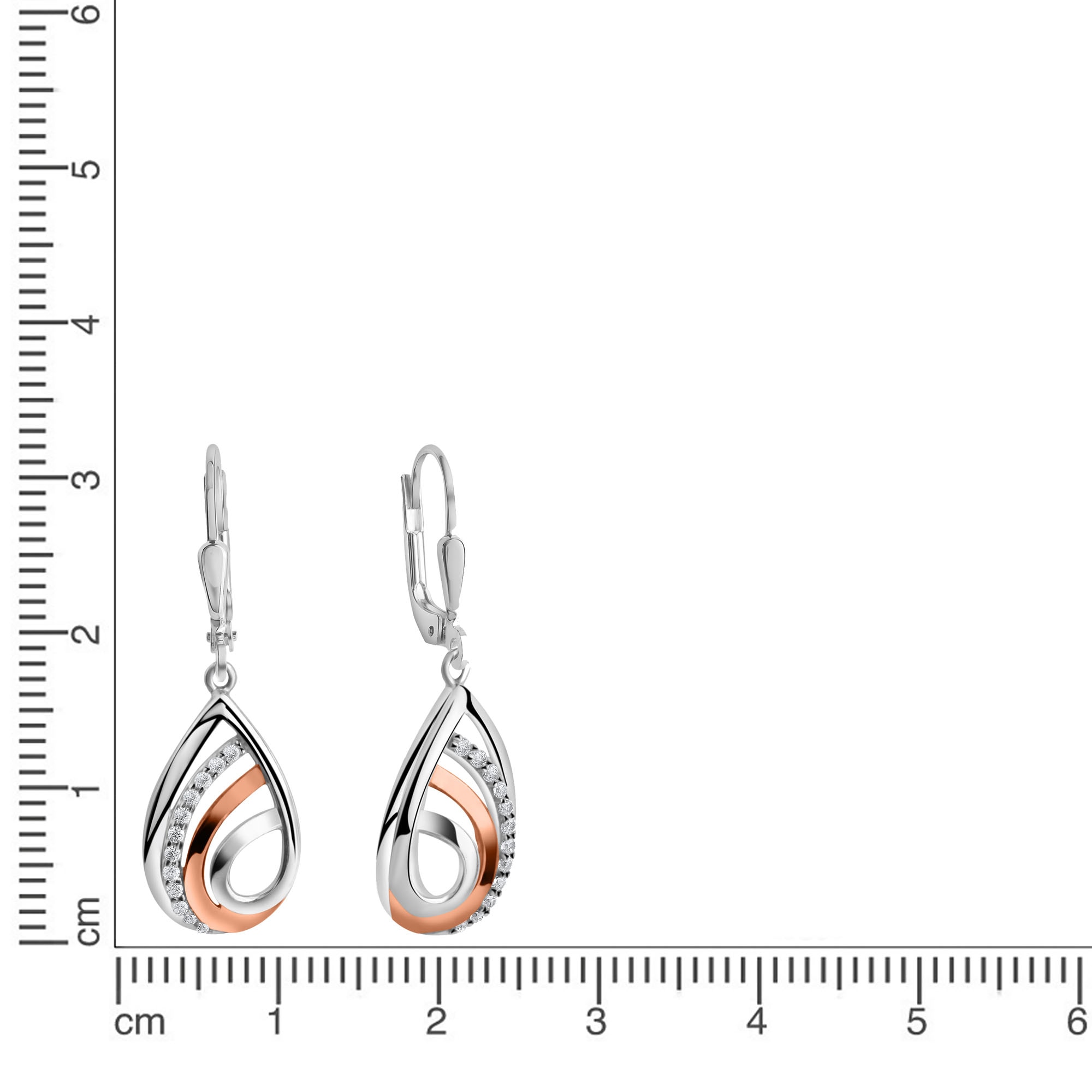 Firetti Paar Ohrhänger »Schmuck Geschenk Silber 925 Ohrschmuck Ohrringe Tropfen bicolor«, mit Zirkonia (synth.)