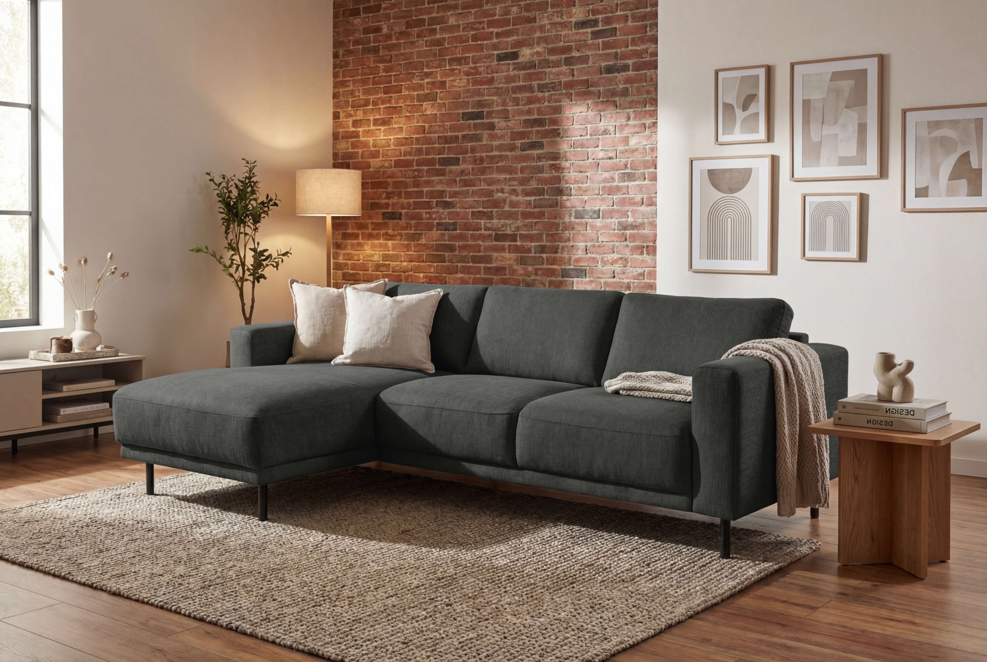 OTTO home Ecksofa "Sveeva, L-Form, B.238 cm, schwarze Metallfüße" langlebiger Webstoff, mit Wellenunterfederung, viele Farben
