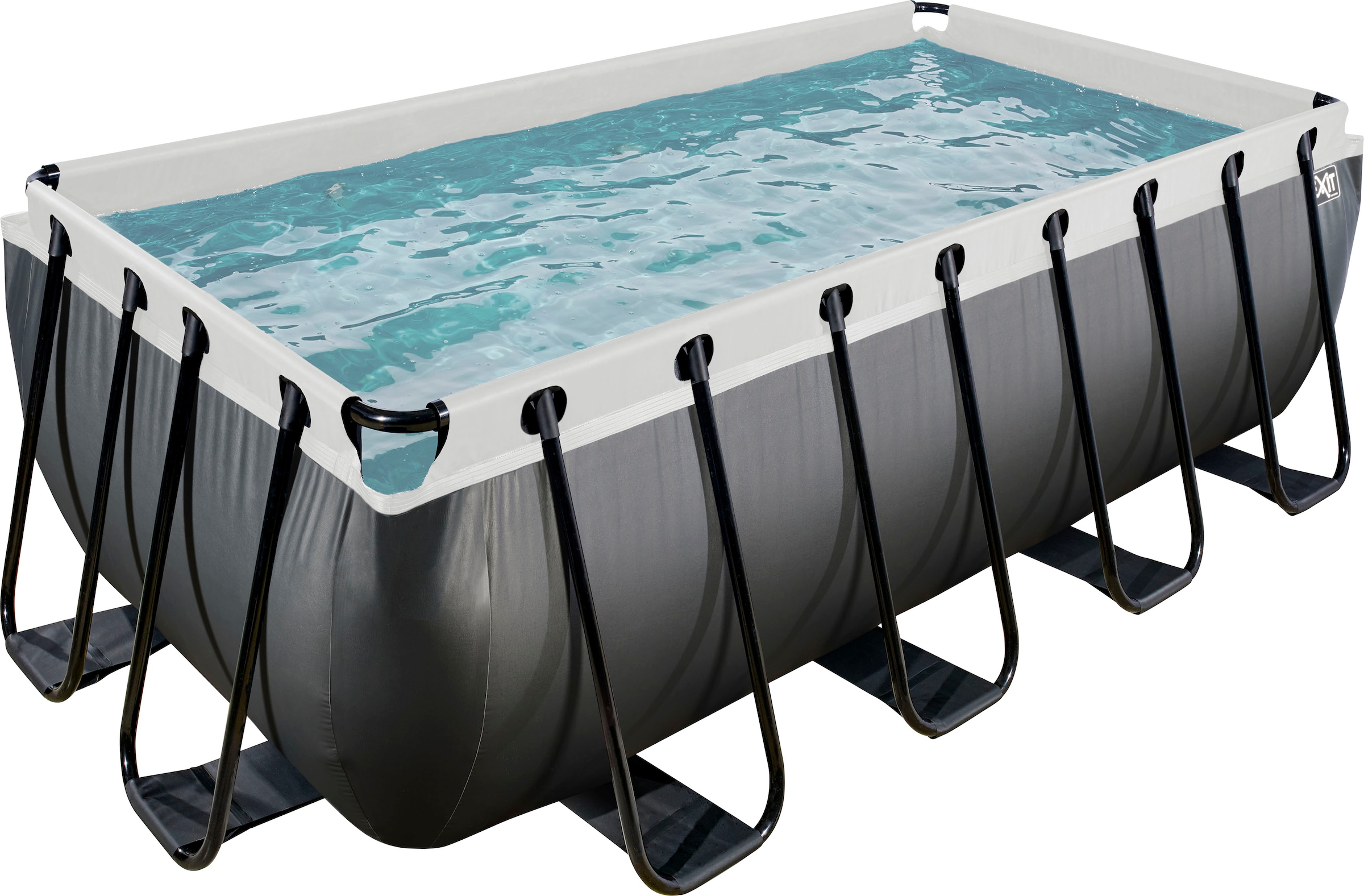 EXIT Framepool »Black Leather«, BxLxH: 200x400x122 cm, mit Sandfilteranlage und Leiter