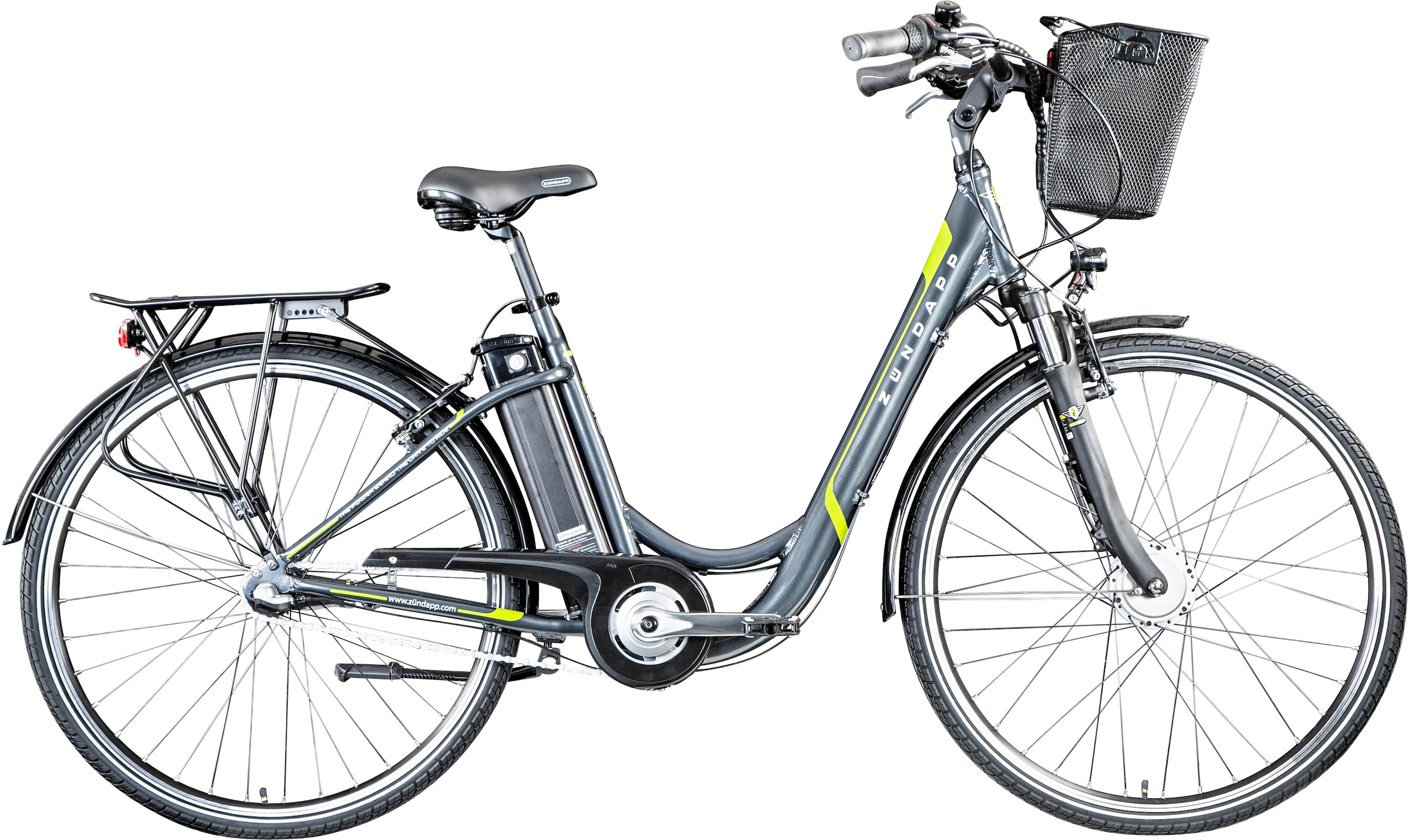 Zündapp E-Bike "Z510", 3 Gang, Shimano, Nexus SC-3C41, Frontmotor 250 W, (mit Frontkorb), Pedelec, Elektrofahrrad für Da