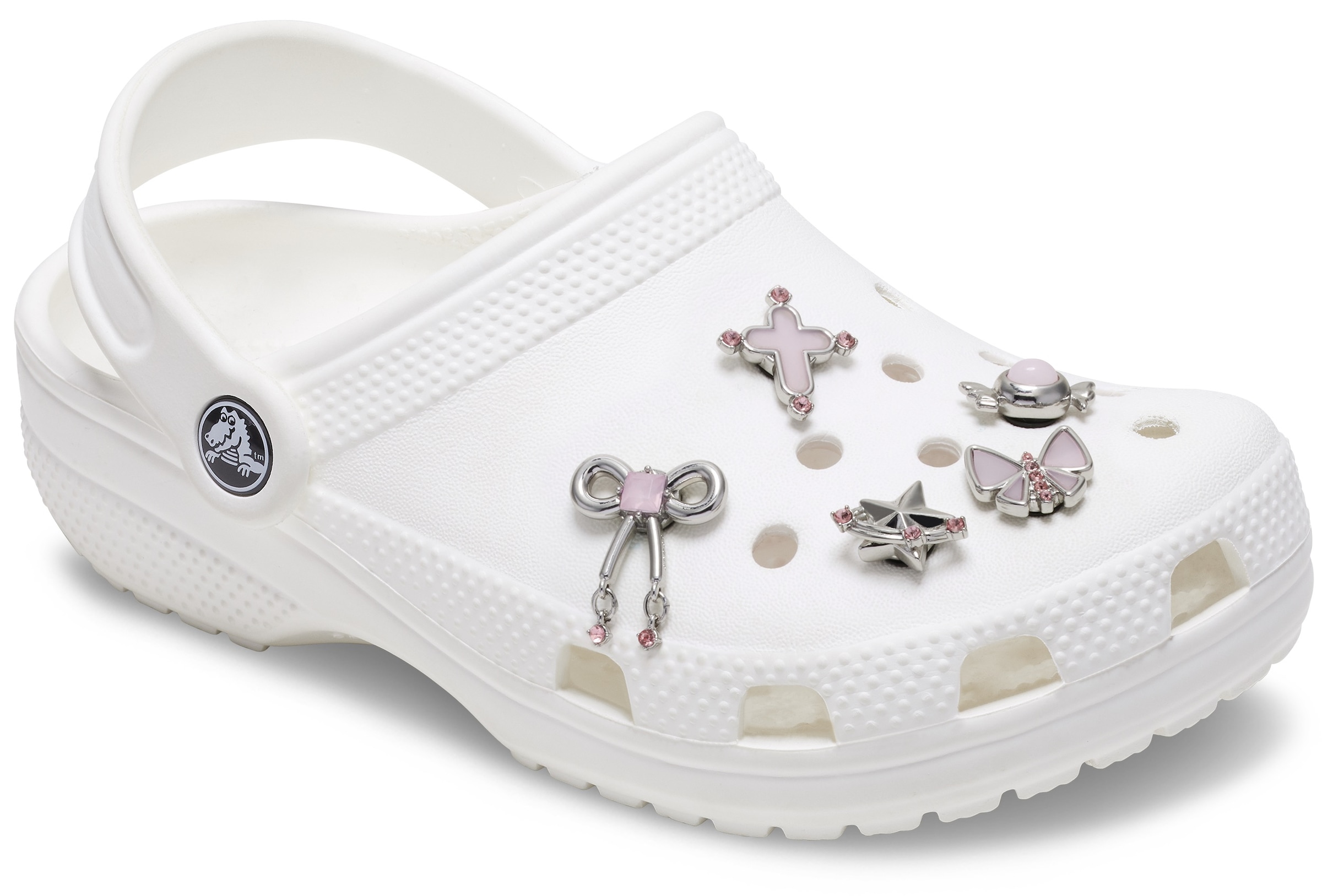 Crocs Schuhanstecker »Jibbitz™ Silver and Pink«, (Set, 5 tlg., Kein Spielzeug. Nicht für Kinder unter 3 Jahren geeignet), Charm, Anstecker für Crocs Schuhe