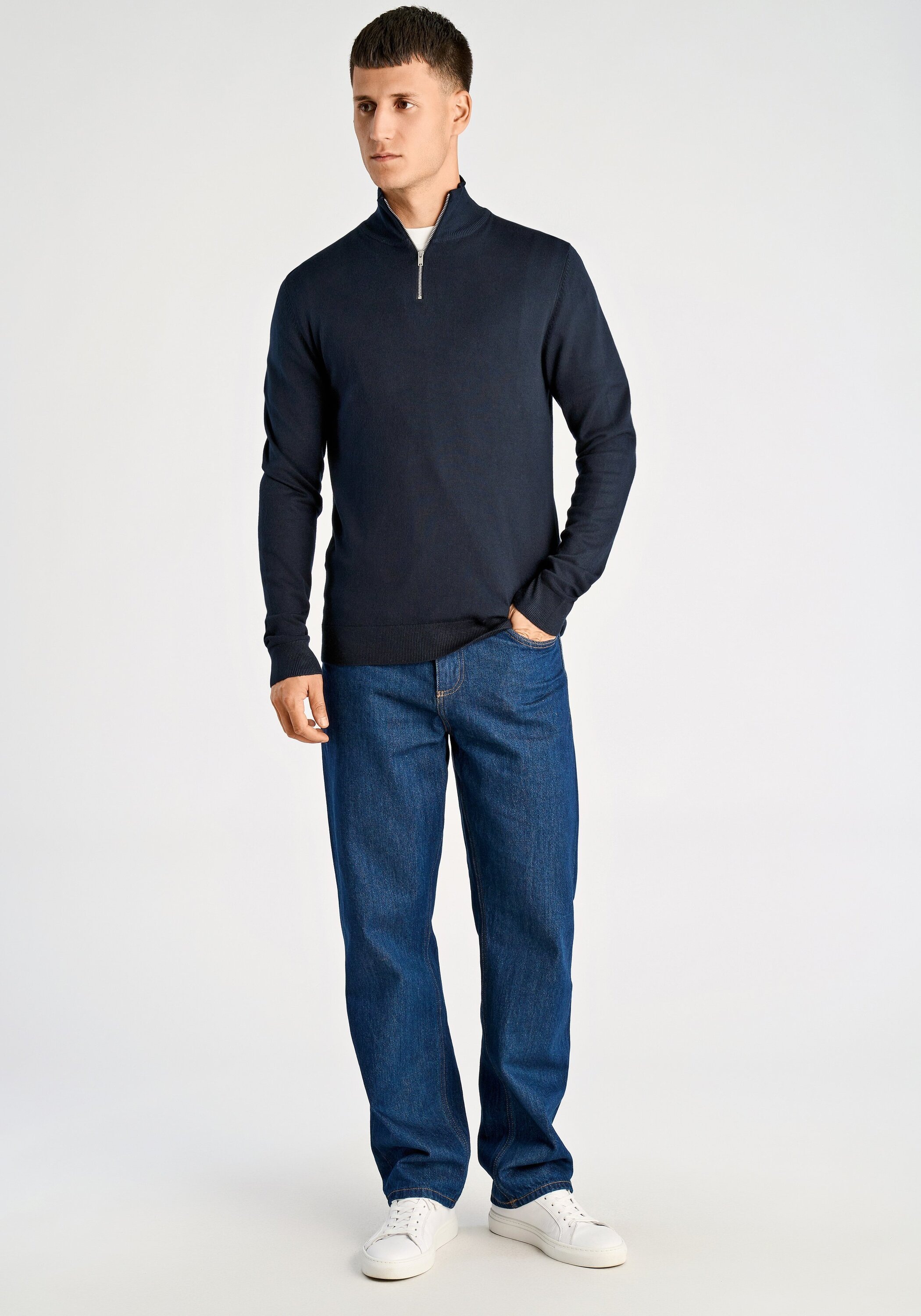 Junk De Luxe Troyer Slim Fit Pullover Navy XXL 3