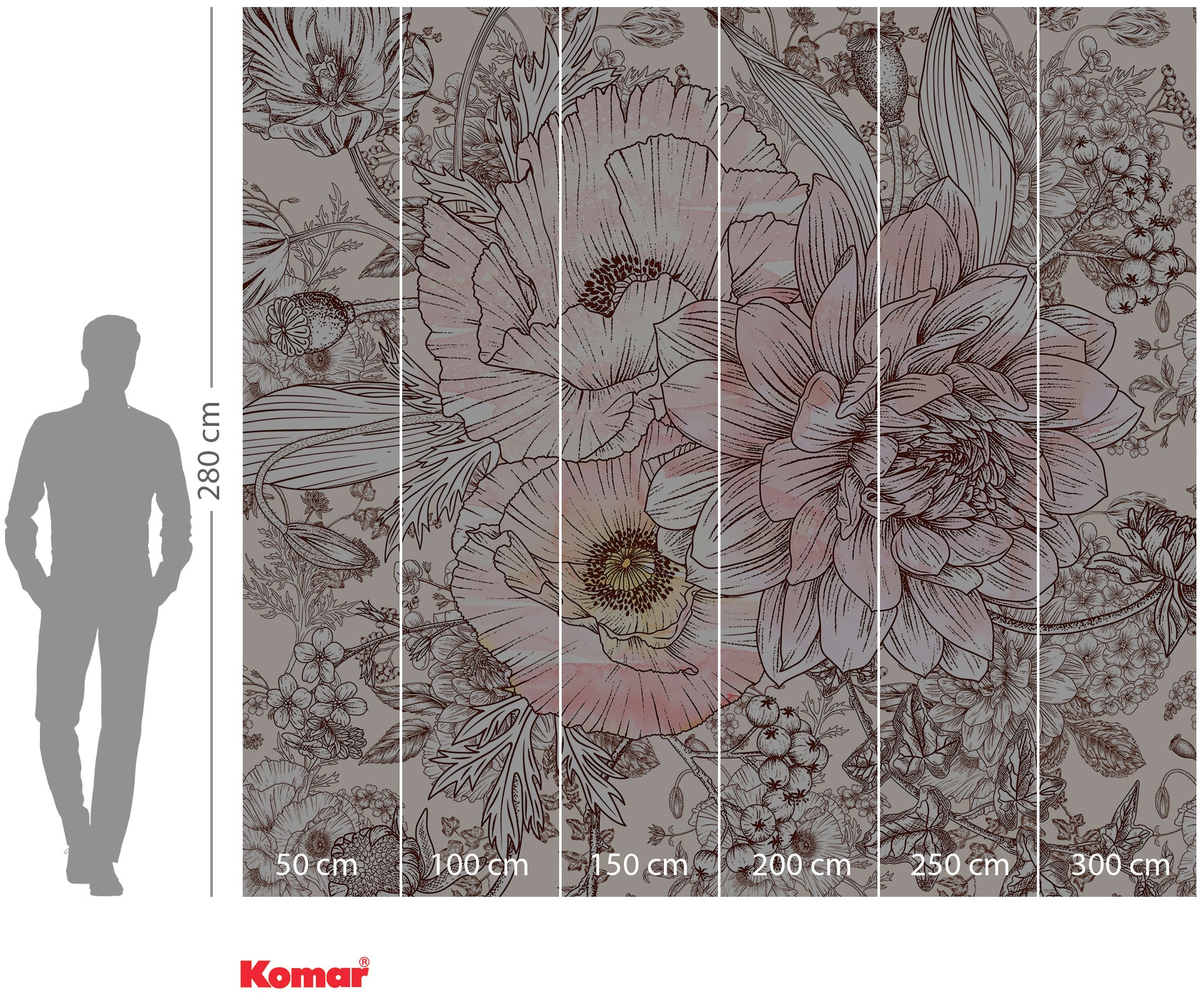 Komar tapetai »Digitaldruck Vlies - Allegra - Größe 300 x 280 cm« raštuotas Wohnzimmer miegamojo kambario baldai