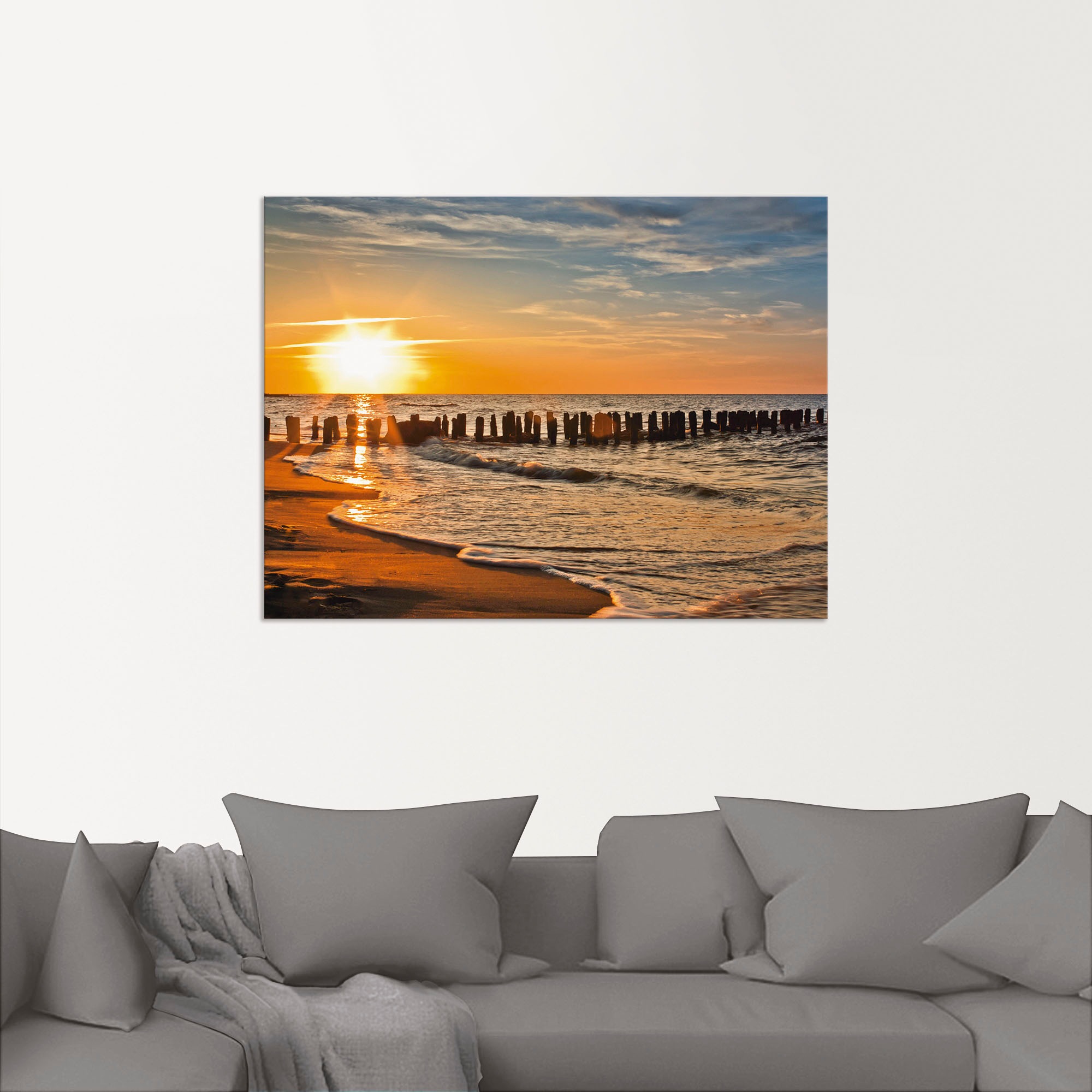 Artland Wandbild »Schöner Sonnenuntergang am Strand«, Strand, (1 St.), als Alubild, Outdoorbild, Leinwandbild, Poster in verschied. Größen